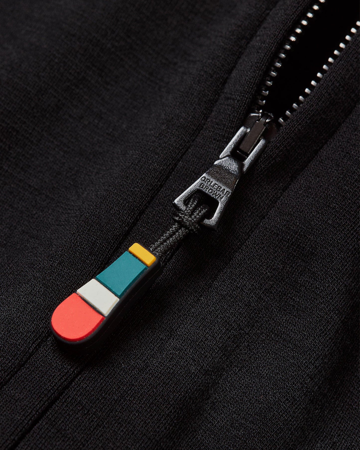 Mathers Merino - Black Classic Fit Zip-Thru Hooded Merino Sweatshirt Detail Logo