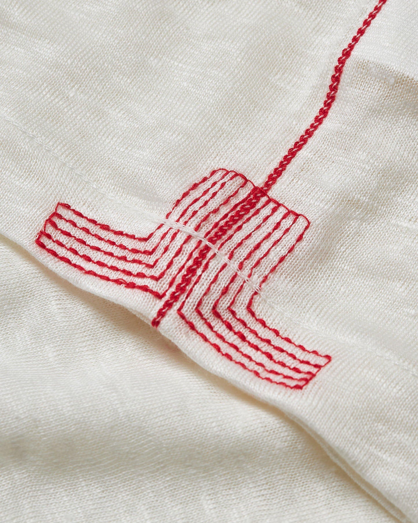 Ob Classic Tee - White Sand/Multi Classic Fit Long-Sleeve Linen T-shirt Detail Logo