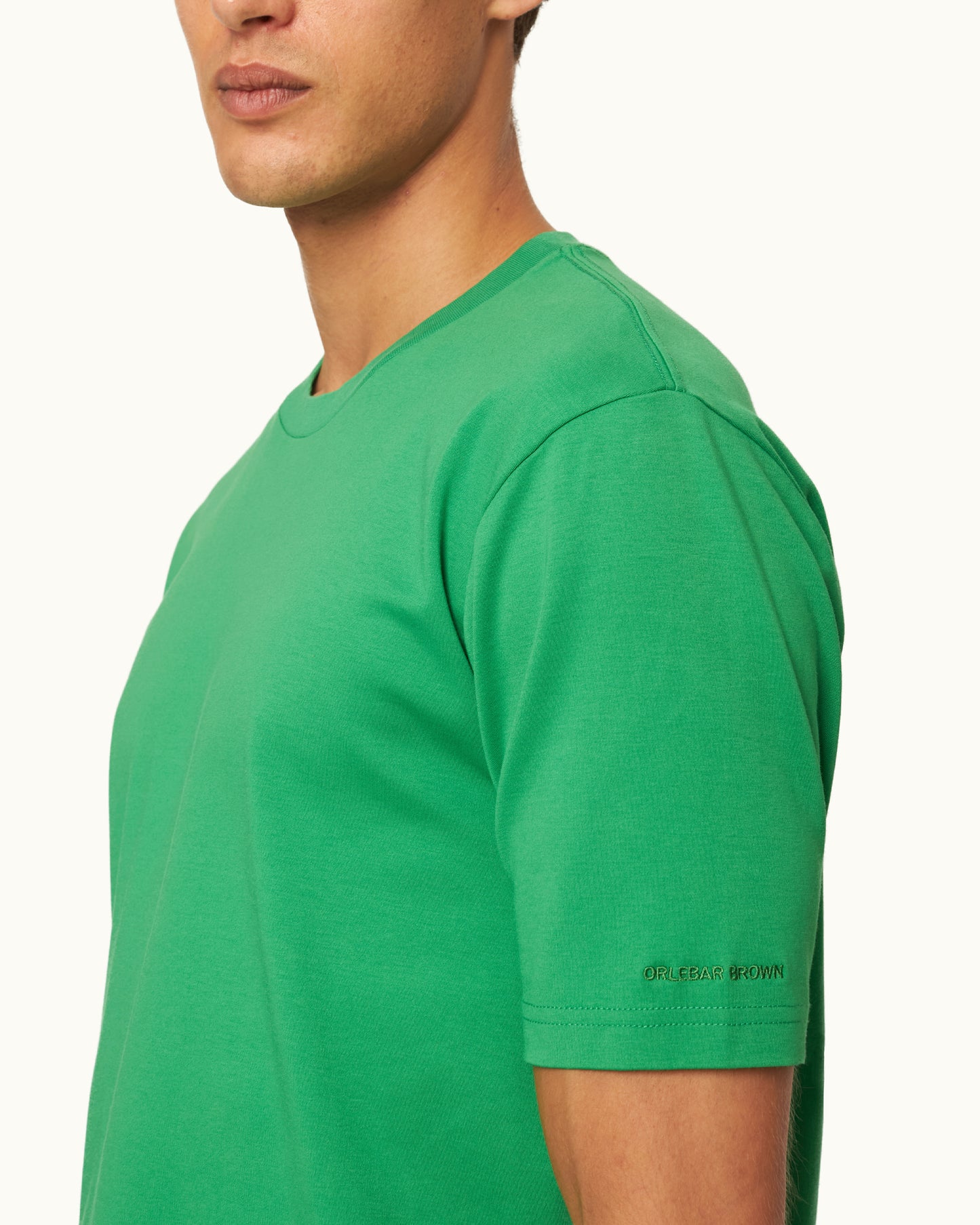 Ob Standard T - Easy Fit Interlock Cotton Jersey T-Shirt in Caddie Green Detail 1