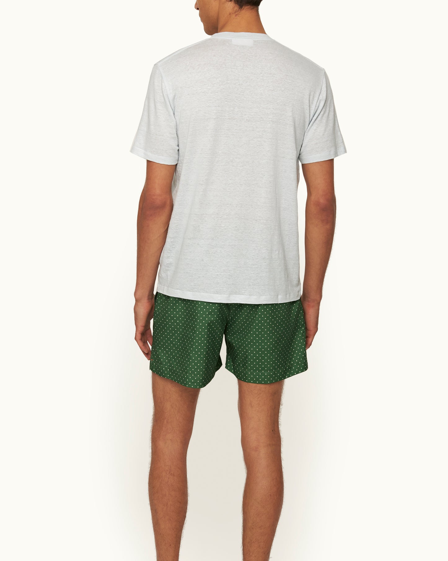 Ob Standard T Linen - Easy Fit Stretch Linen T-Shirt in Springwater Blue Model Back