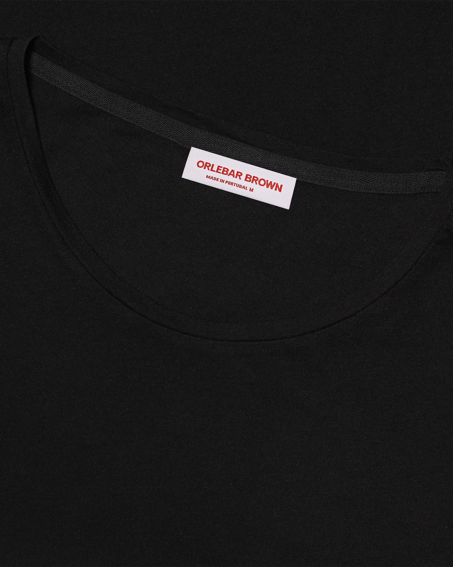 Ob-T - Mens Black Tailored Fit Crew Neck T-Shirt Collar Detail View