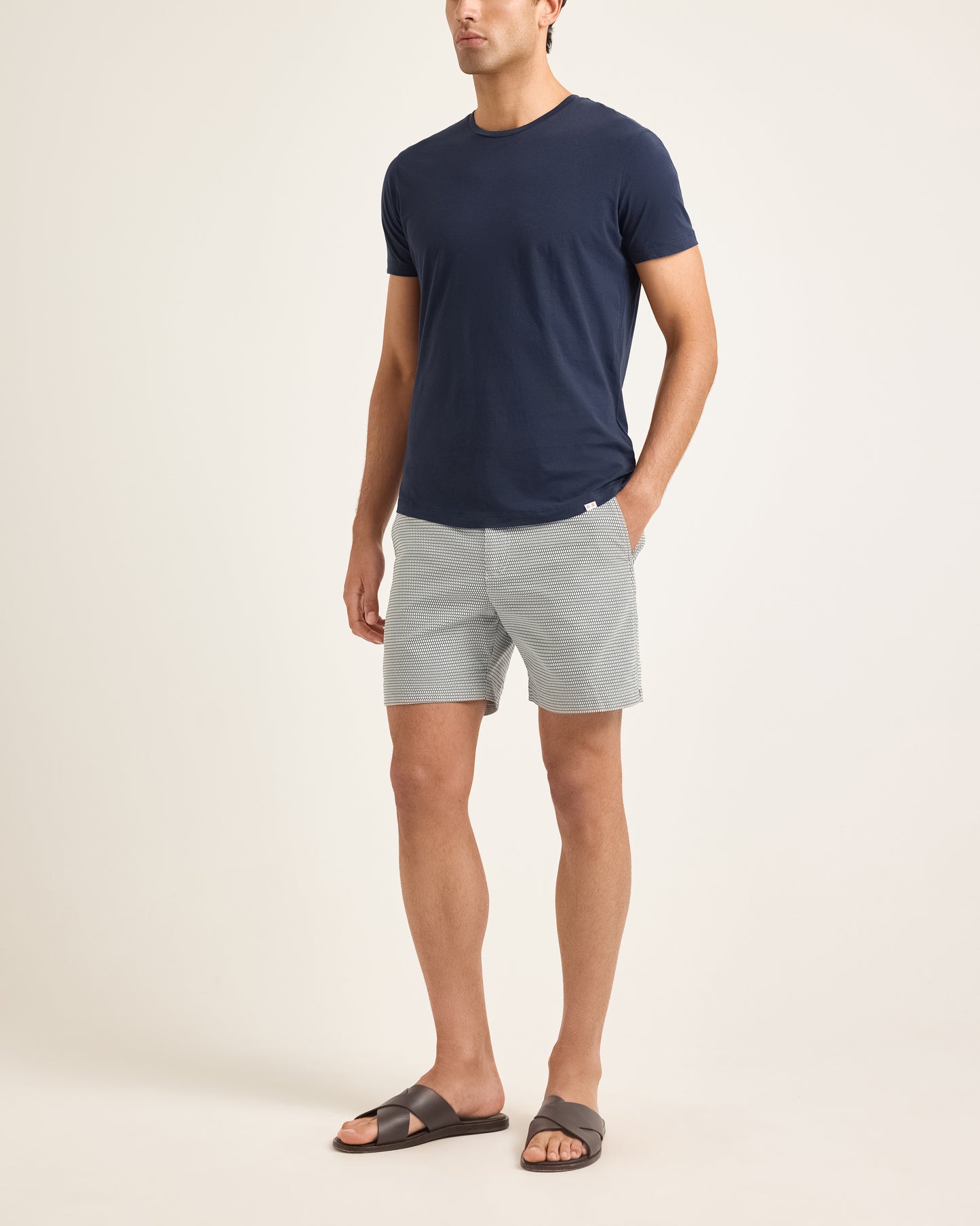 Ob-T - Navy Tailored Fit Crew Neck T-Shirt Model Front View