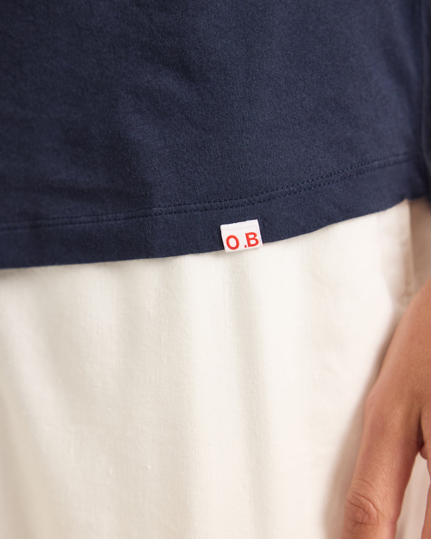 Ob-V - Navy Tailored Fit V-neck T-Shirt Detail View
