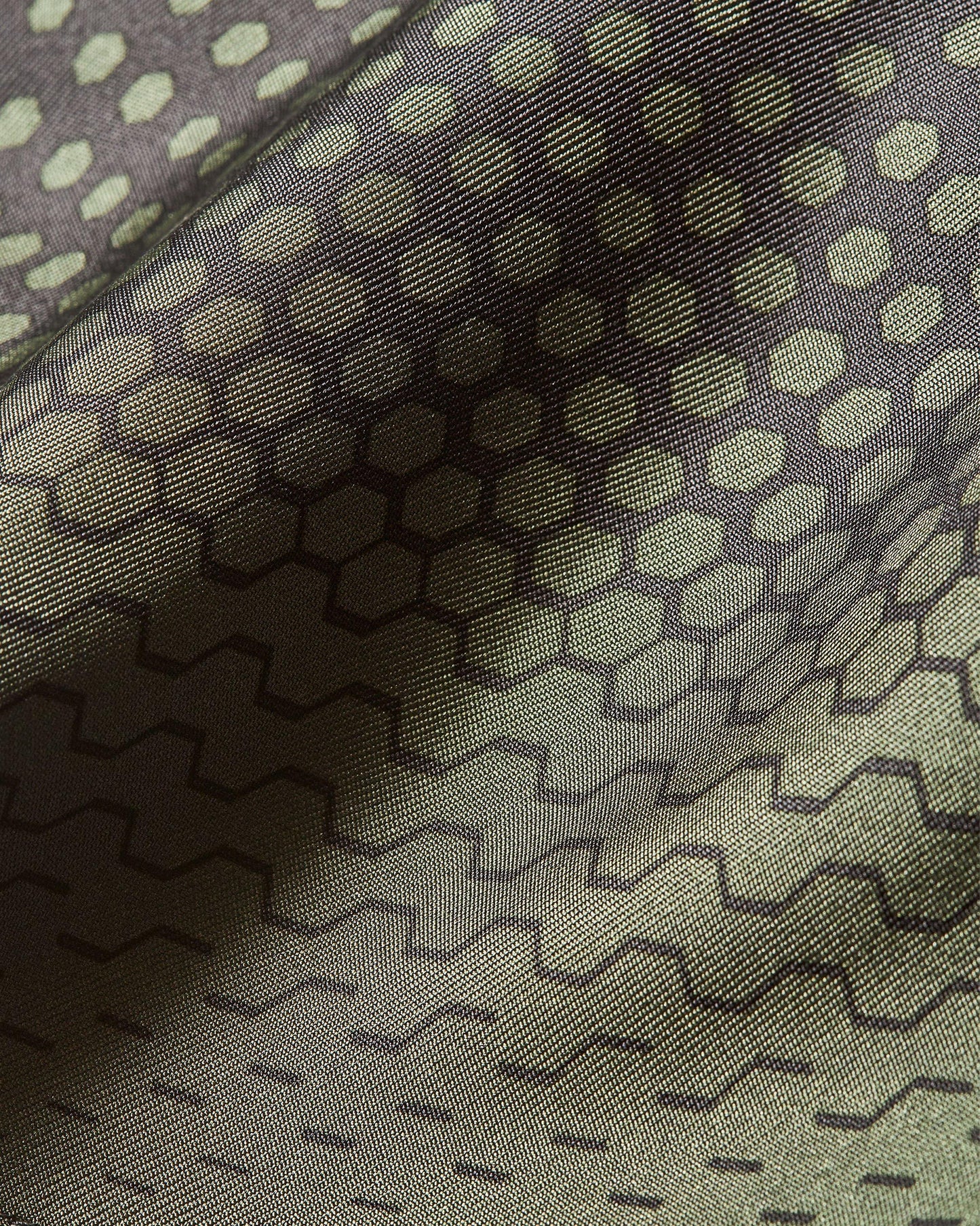 Ridley Silk - Automobili Lamborghini Verde Turbine Degrade Hexagon Print Relaxed Fit Overhead Certified Silk Shirt Detail Other