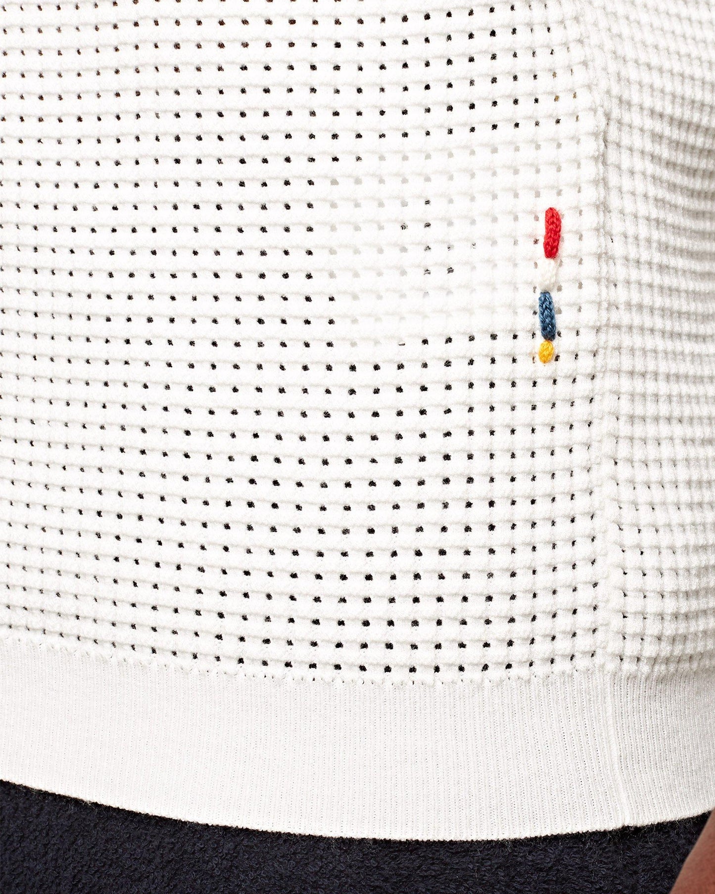 Roddy - Mens Classic Fit Open Mesh Stitch Polo Shirt In White Detail 1 View