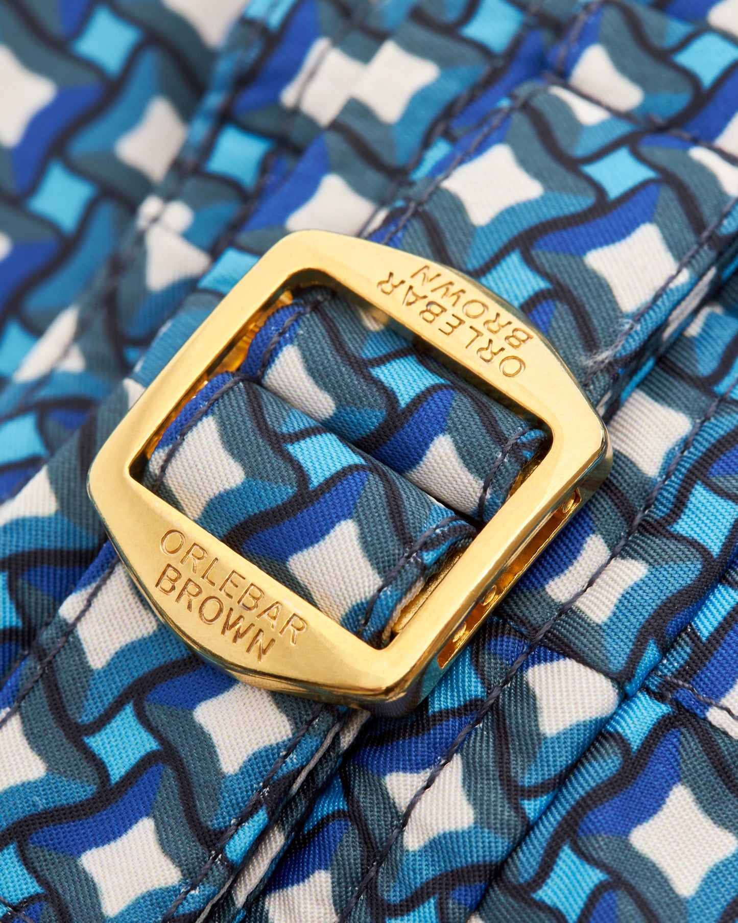 Russell - Kids' Piscina Print Swim Shorts in Catalina Blue Detail Buckle