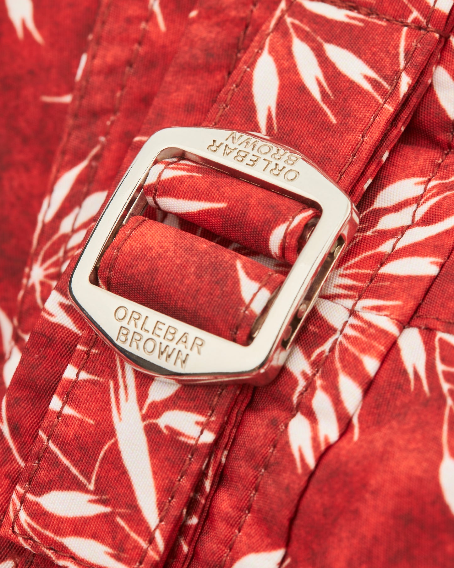 Russell - Kids' Bamboo Print Swim Shorts in Summer Red/White Sand Detail Buckle