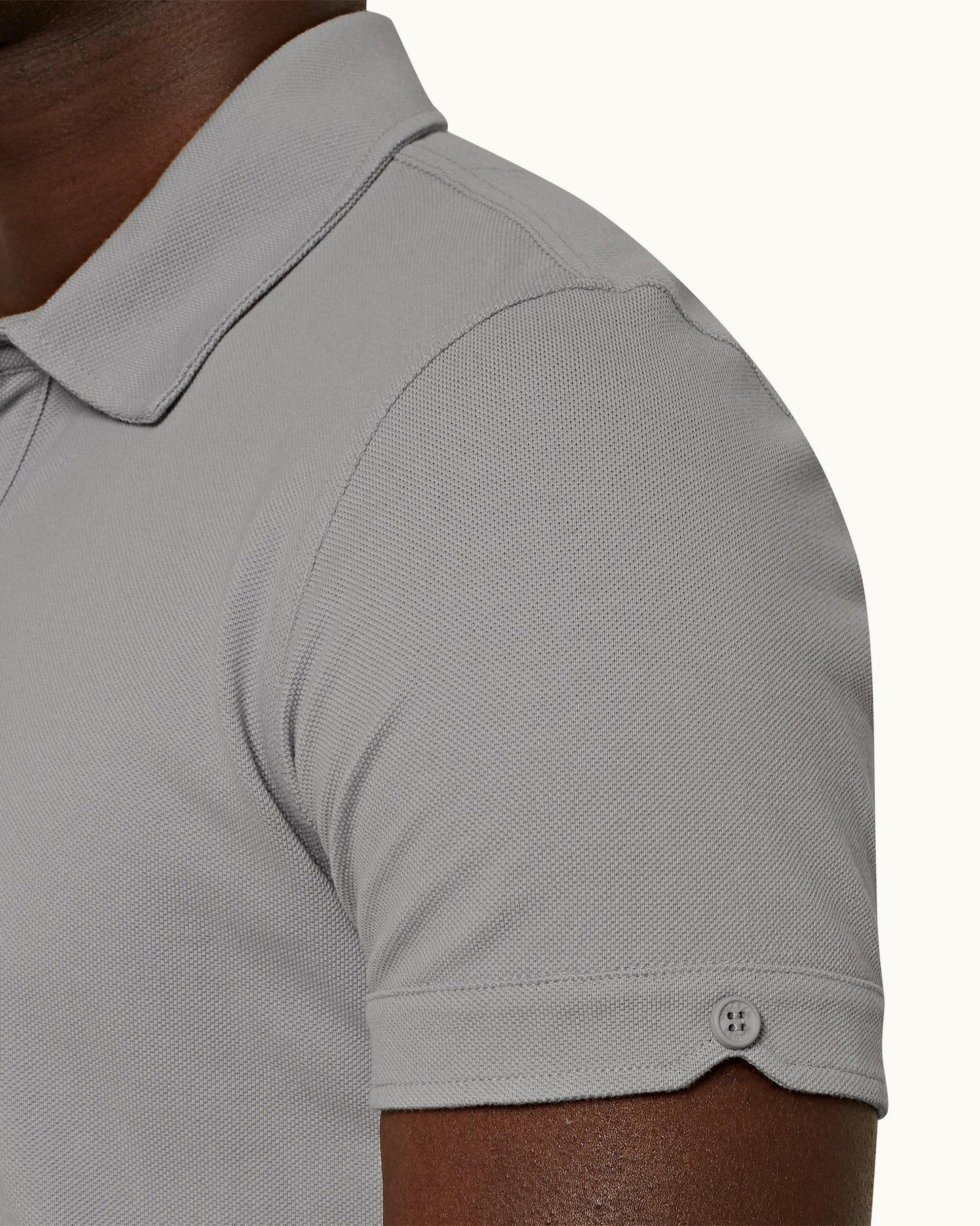 Sebastian - Mens Chrome Grey Tailored Fit Cotton Polo Shirt Detail 1 View