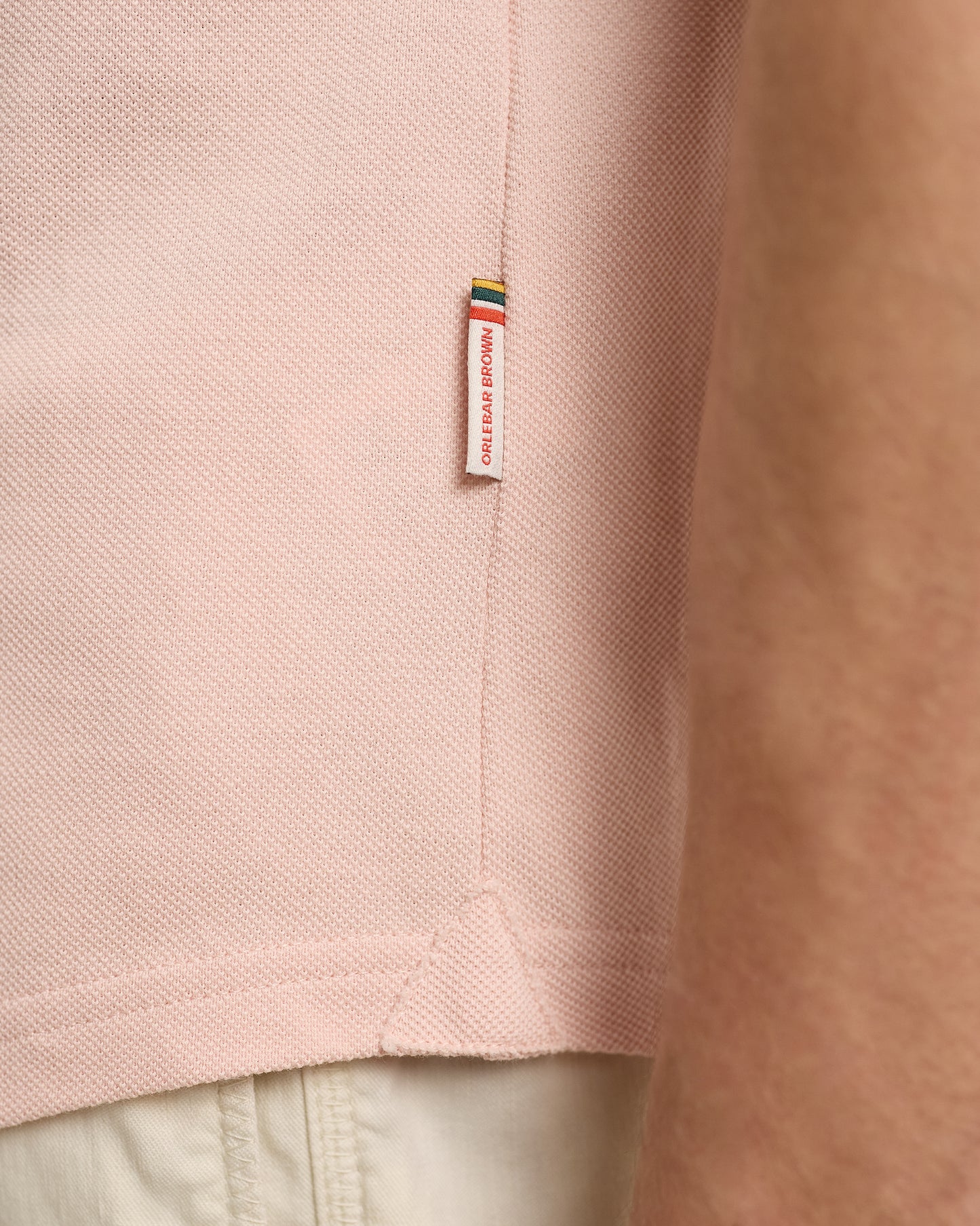 Sebastian - Tailored Fit Pique Polo Shirt In Pink Sand Detail 1