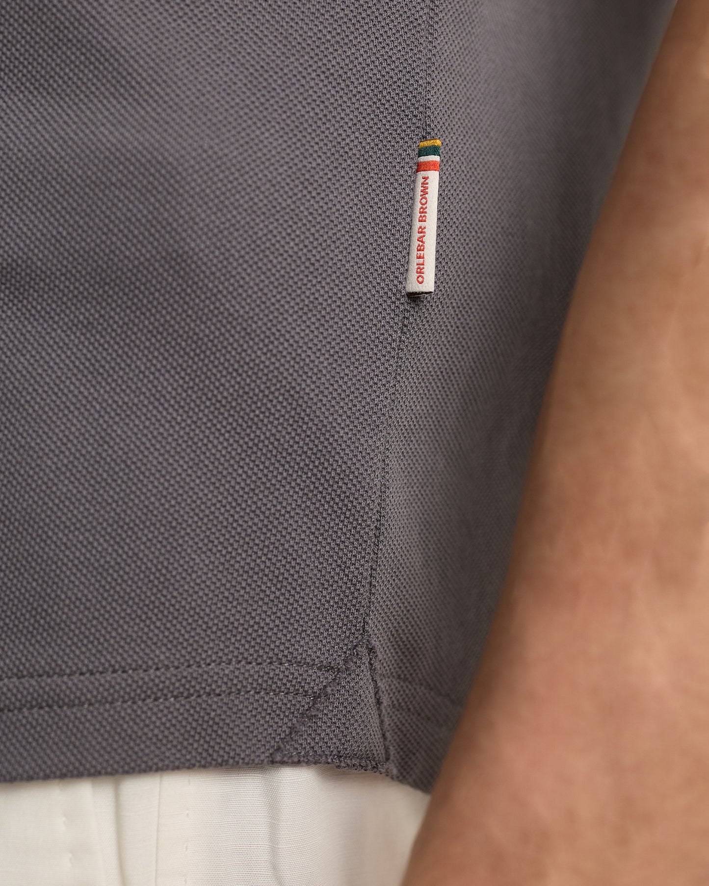 Sebastian - Tailored Fit Pique Polo Shirt In Storm Grey Detail 2
