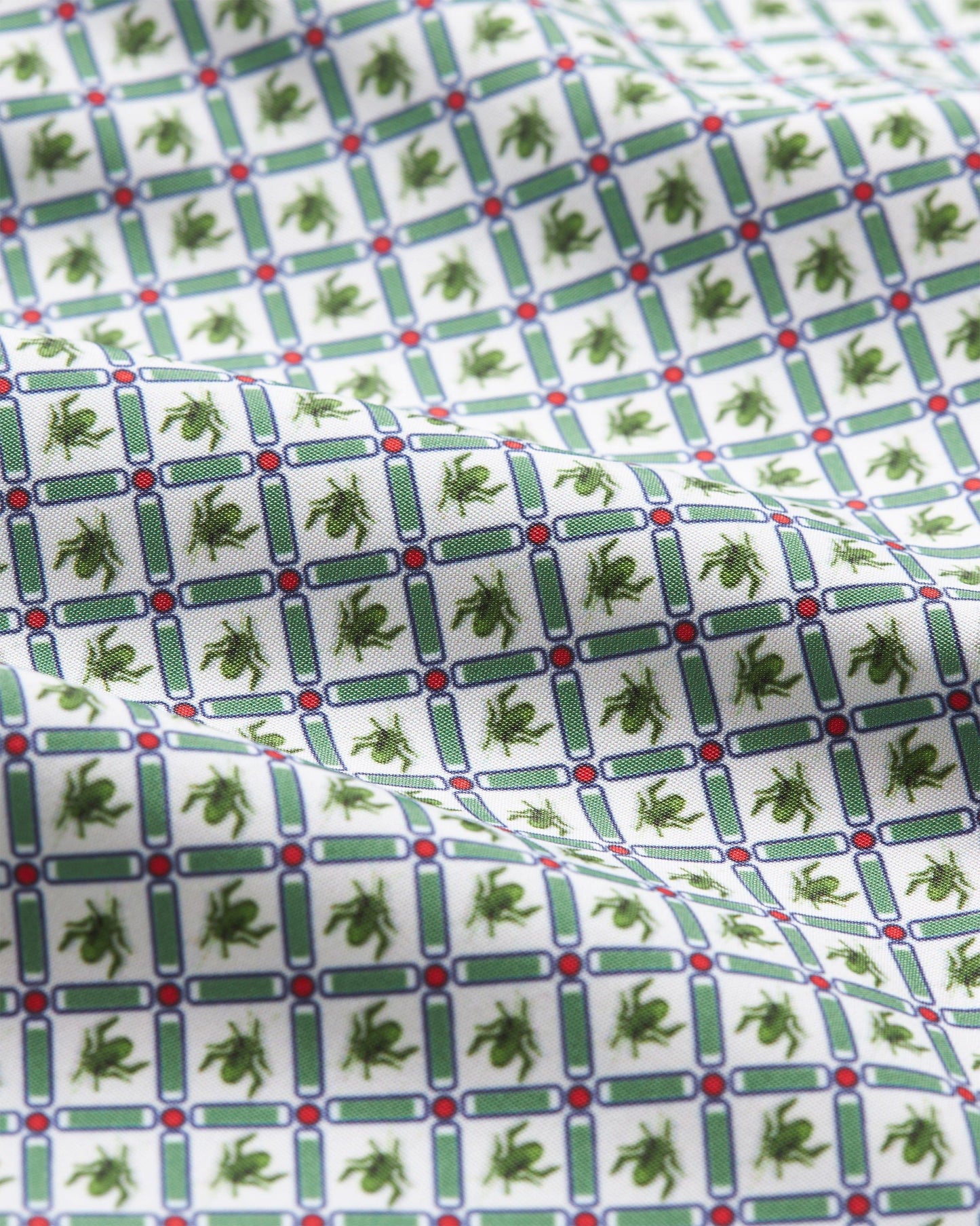 Setter - Geo Print Shorter-Length Swim Shorts Woven In France in Kiwi Rush/White Sand colour Detail Ott