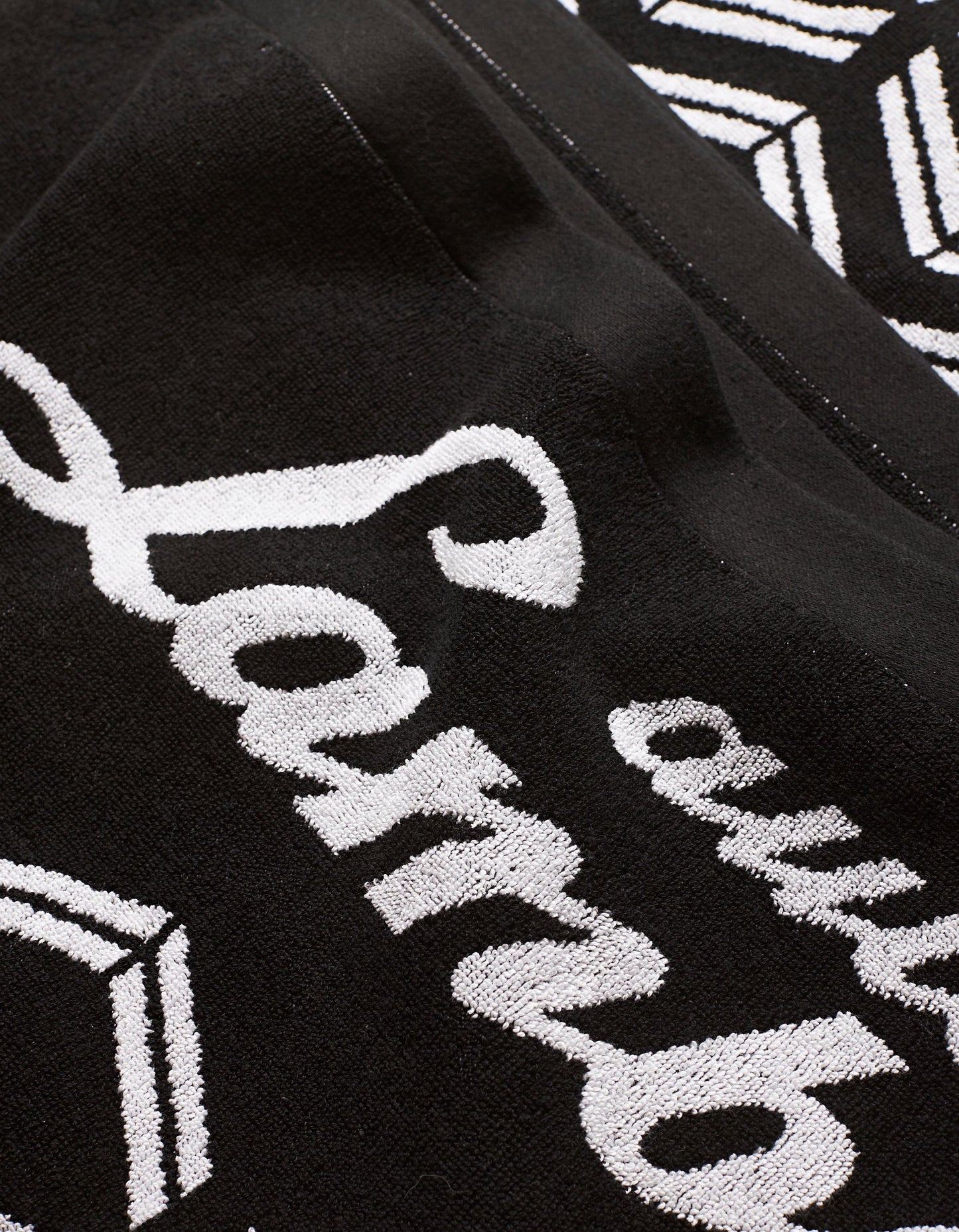 Seymour - Black 'Orlebar Brown' & 'Automobili Lamborghini' Logo Cotton Beach Towel Detail 2
