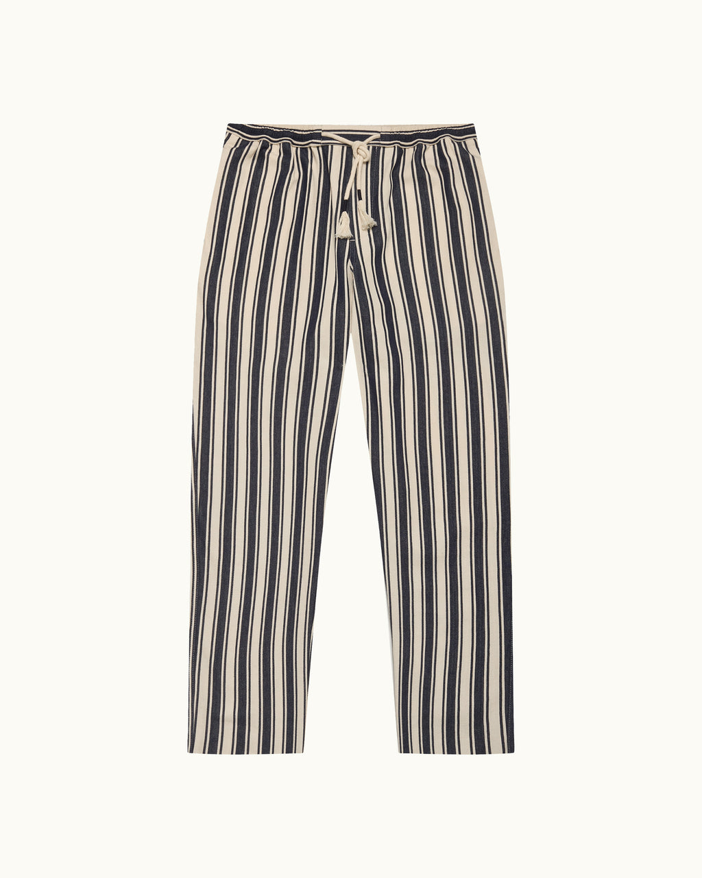 Striped pants with drawstring on a white background