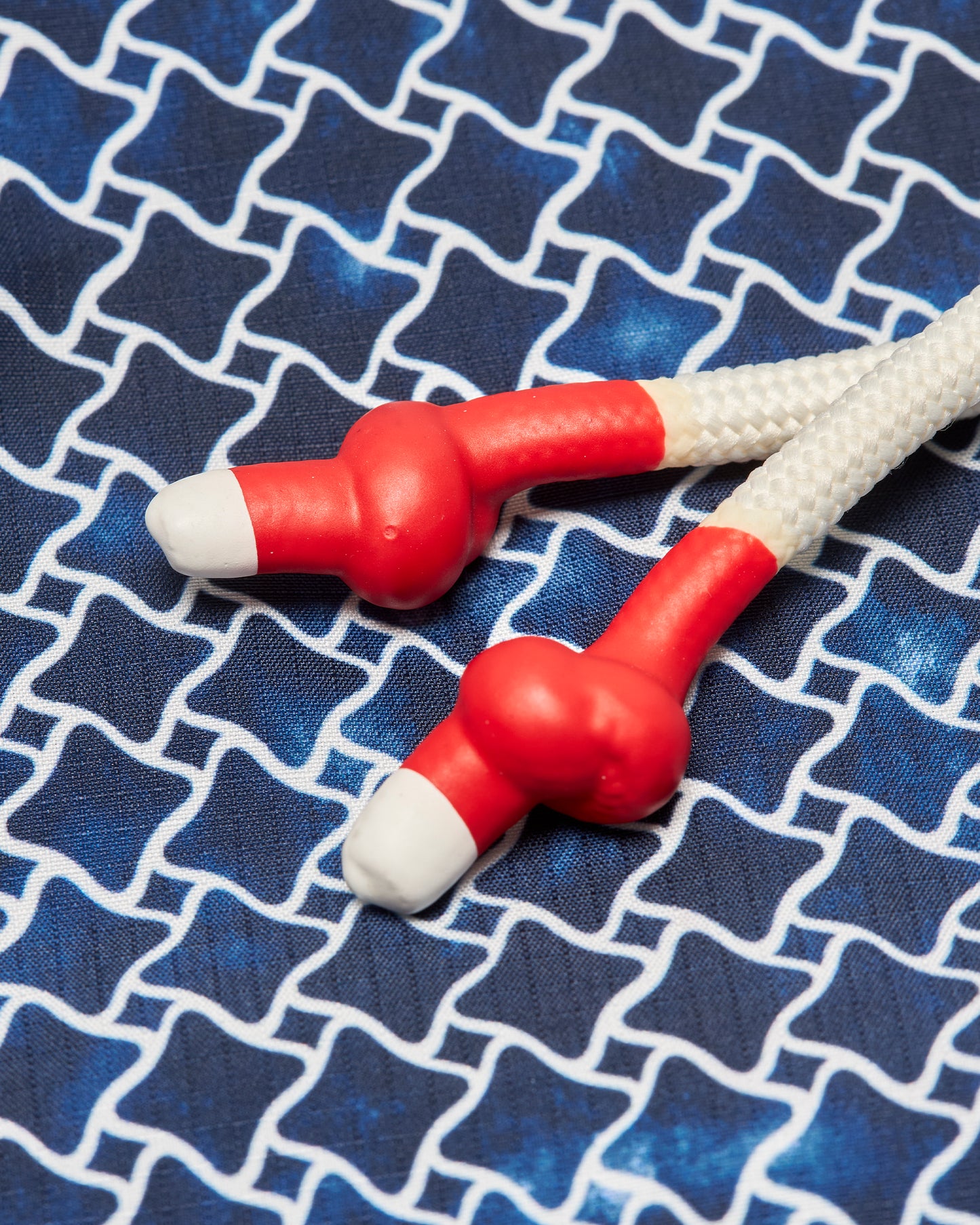 Standard - Mid-Length Geo Print Drawcord Swim Shorts in Night Iris Detail Ott