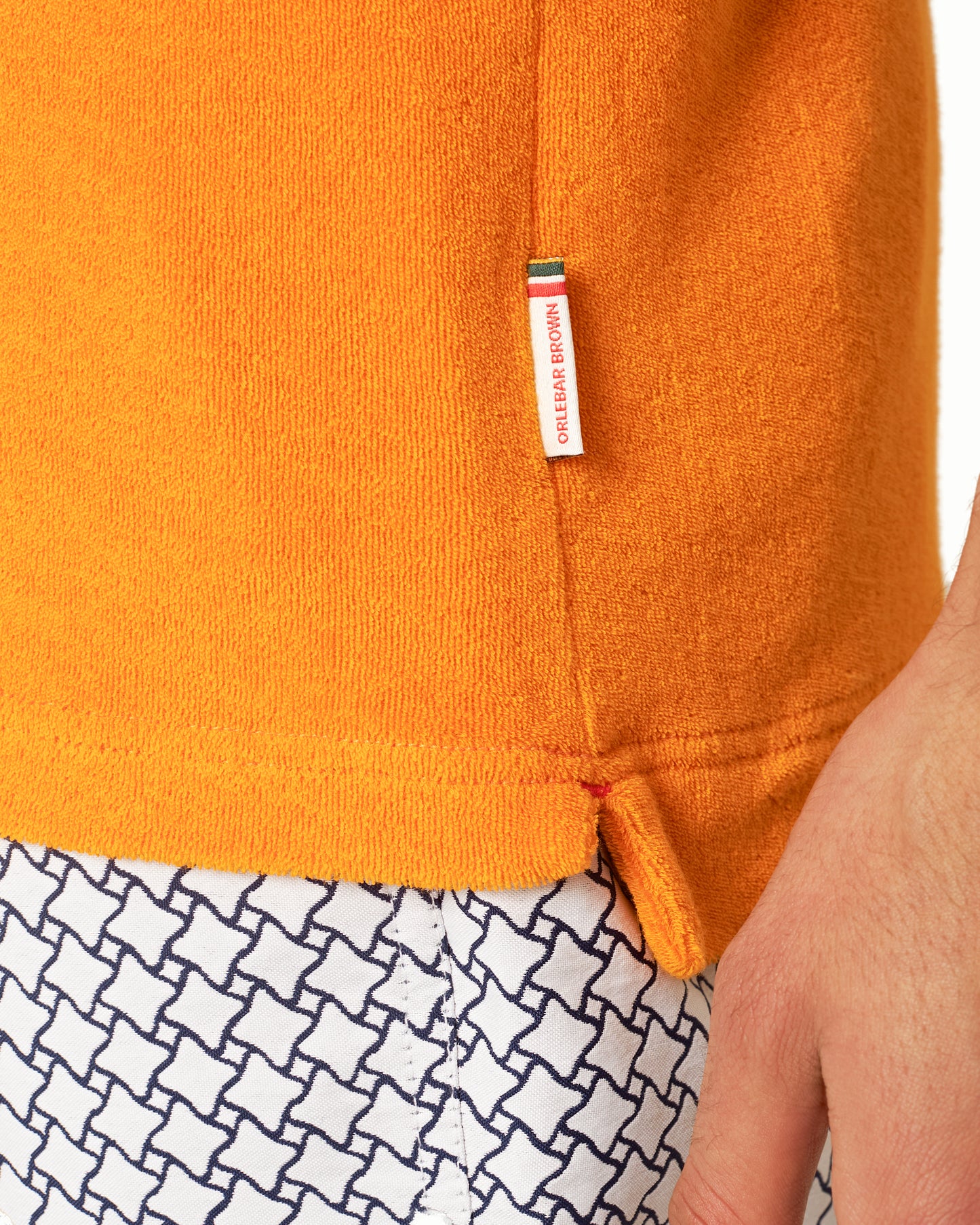 Terry Towelling - Tailored Fit Cotton Towelling Resort Polo Shirt in Ember Detail 1