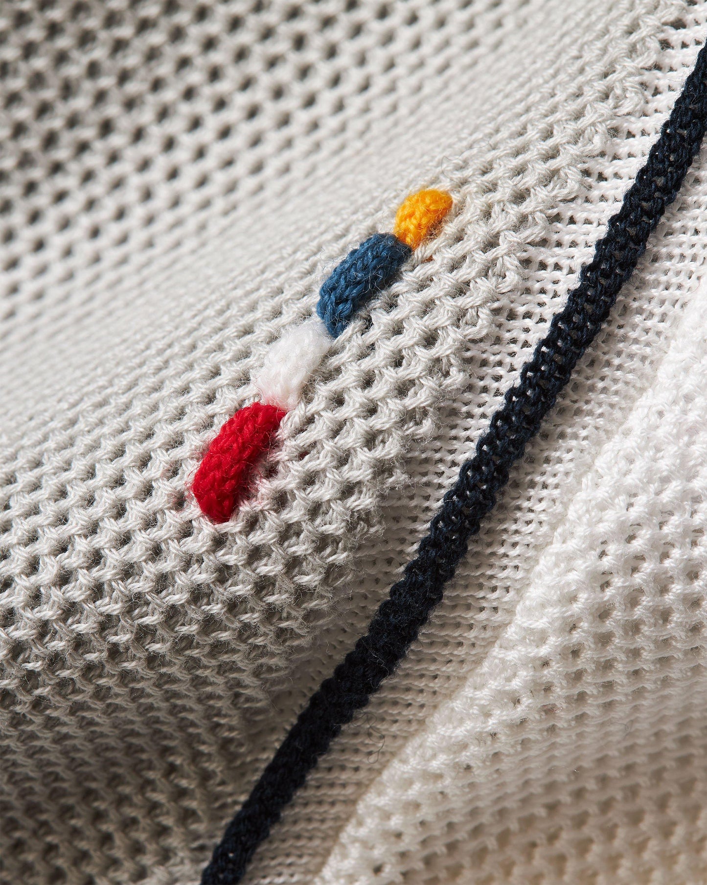 Tiernan - 3-Colour Stripe Classic Fit Organic Cotton Shirt Knitted In Italy in White/Oyster Grey/Night Iris colours Detail Logo