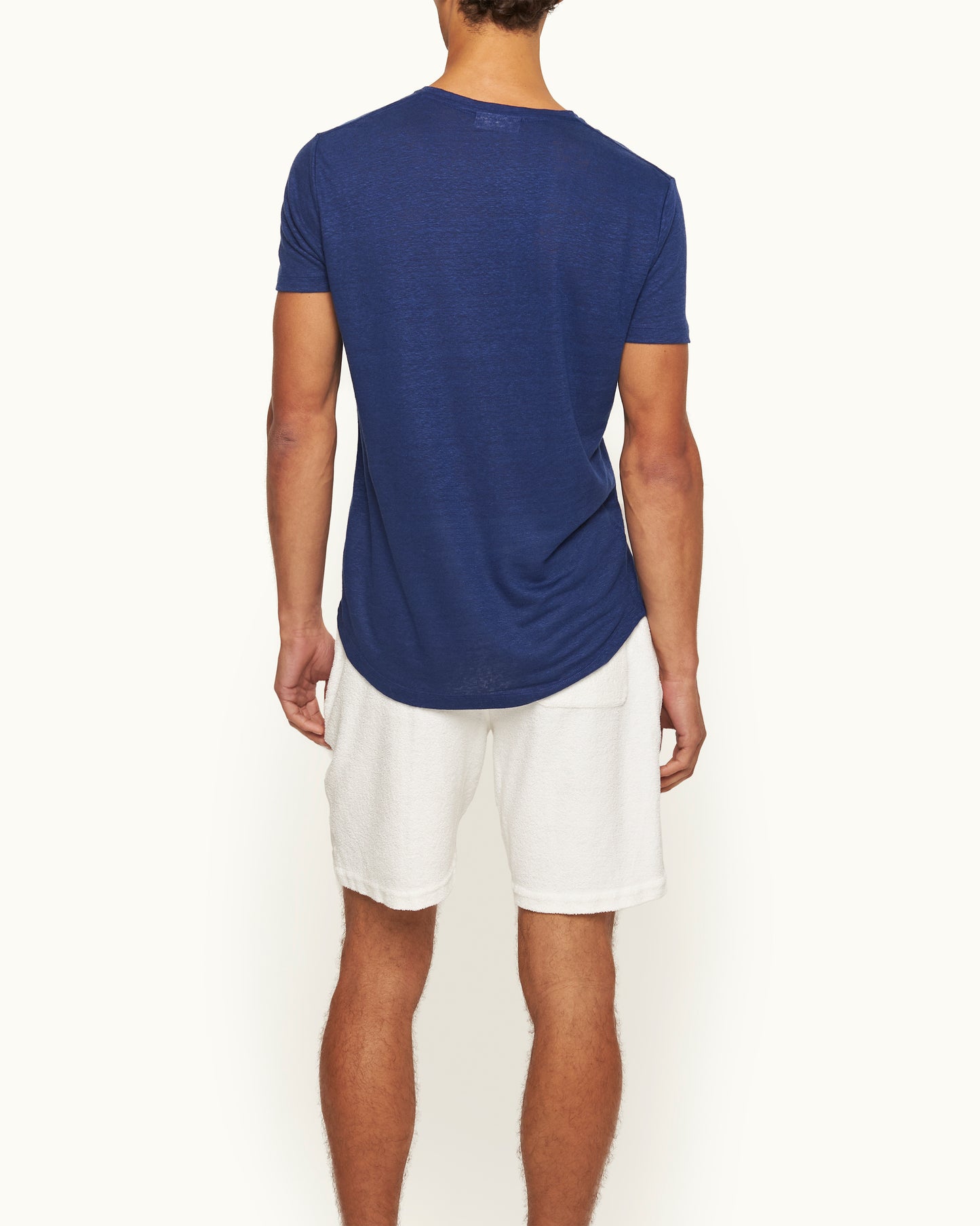 Trevone - Classic Fit Towelling Pique Sweat Drawcord Shorts in Sea Mist Model Back