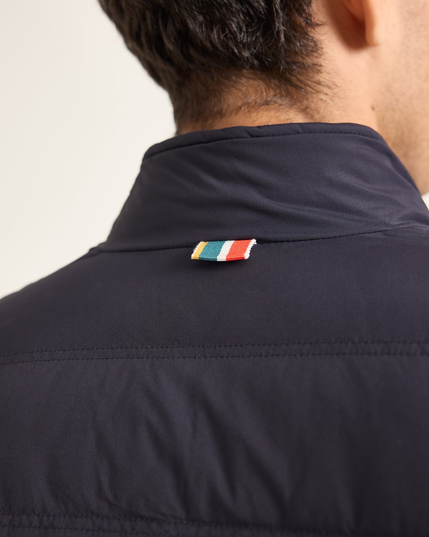 Wallace - Night Iris Down Quilted Knitted Sleeve Merino Jacket Detail View