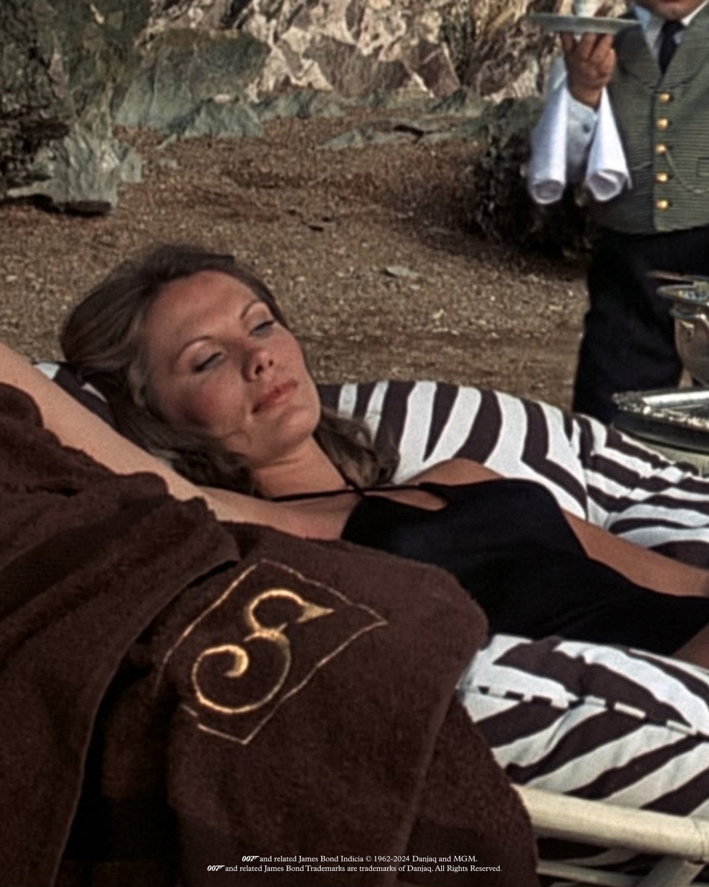 Bulldog - Mid-Length Zebra Print Swim Shorts in Truffle/Latte