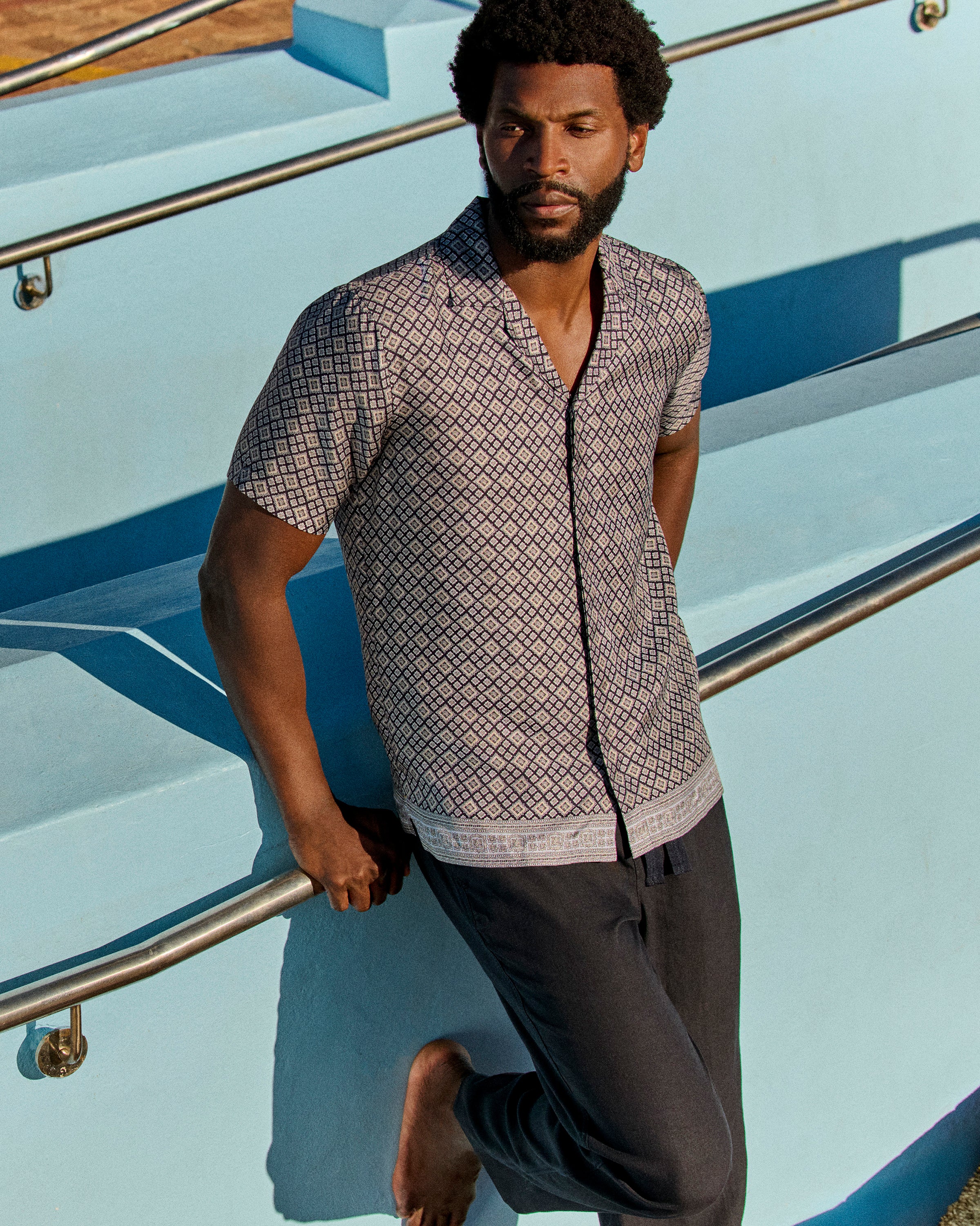Orlebar Brown | Men's Relaxed Fit Capri Collar Paisley Season