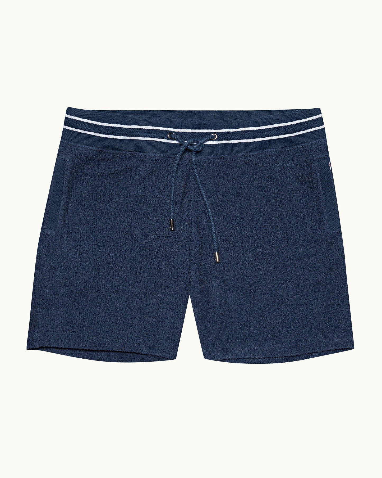 Afador - Mens Classic Blue Classic Fit Contrast Stitch Sweat Shorts Front View