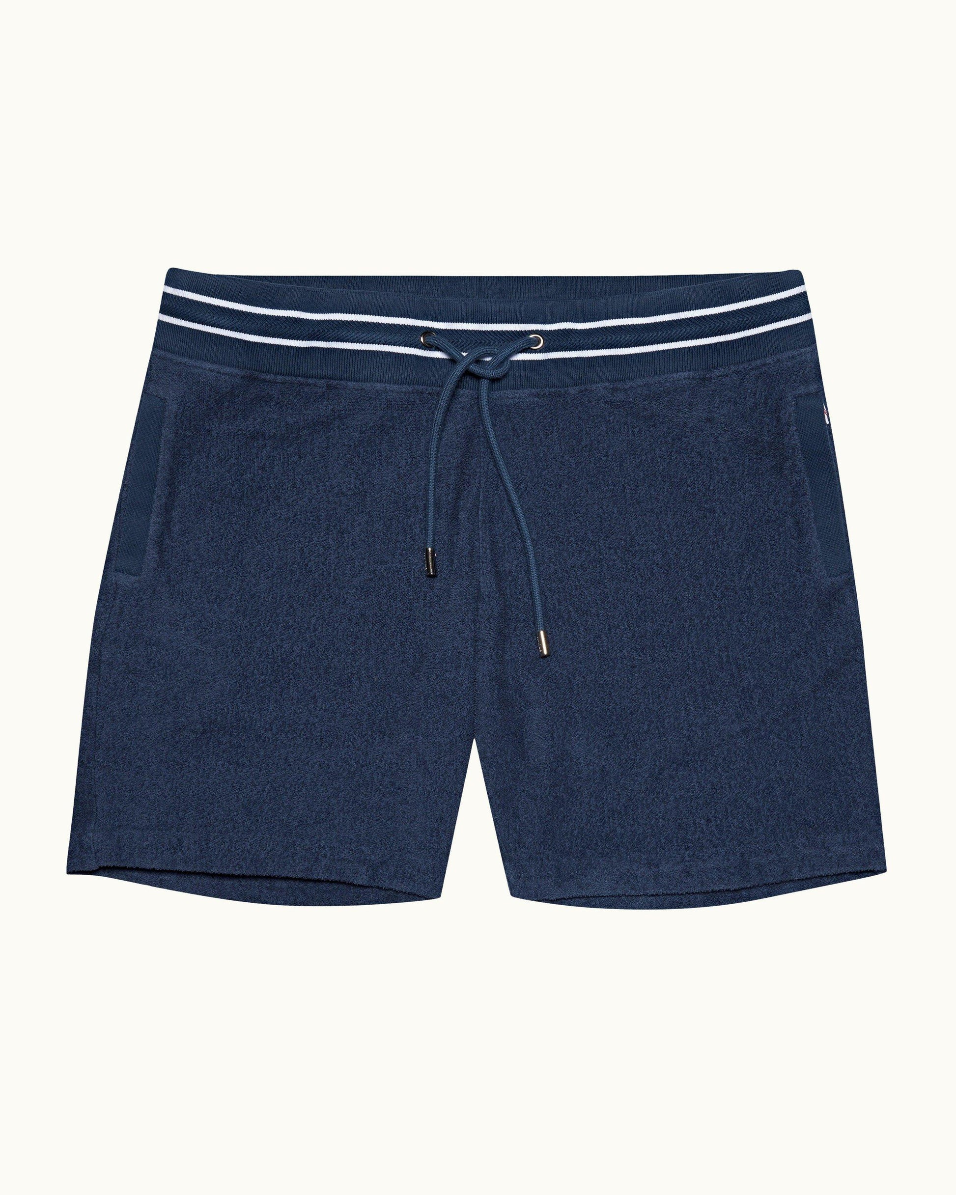 Afador - Mens Classic Blue Classic Fit Contrast Stitch Sweat Shorts Front View