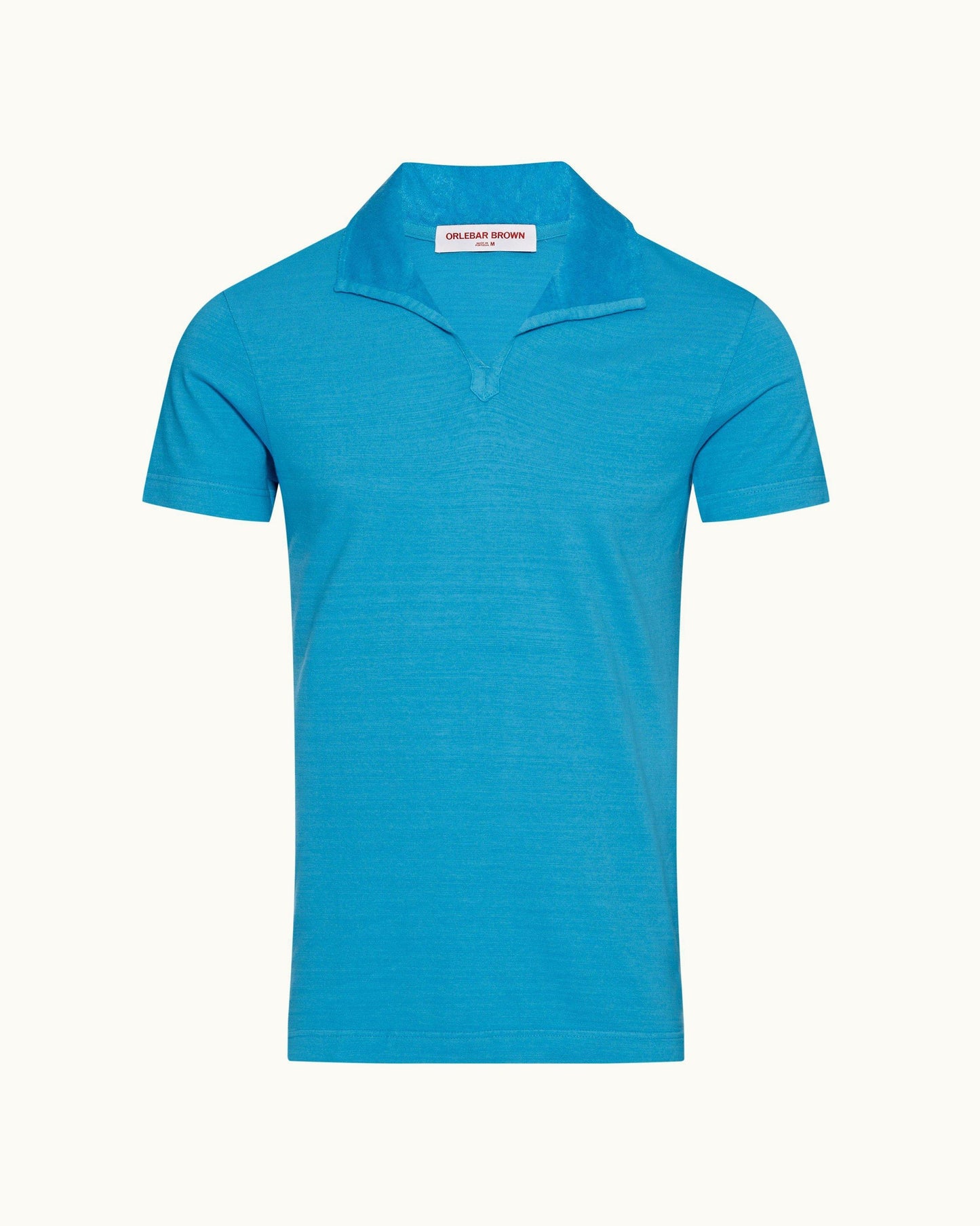 Albert Towelling - Mens Cerulean Tailored Fit Towelling Collar Polo Shirt Front View