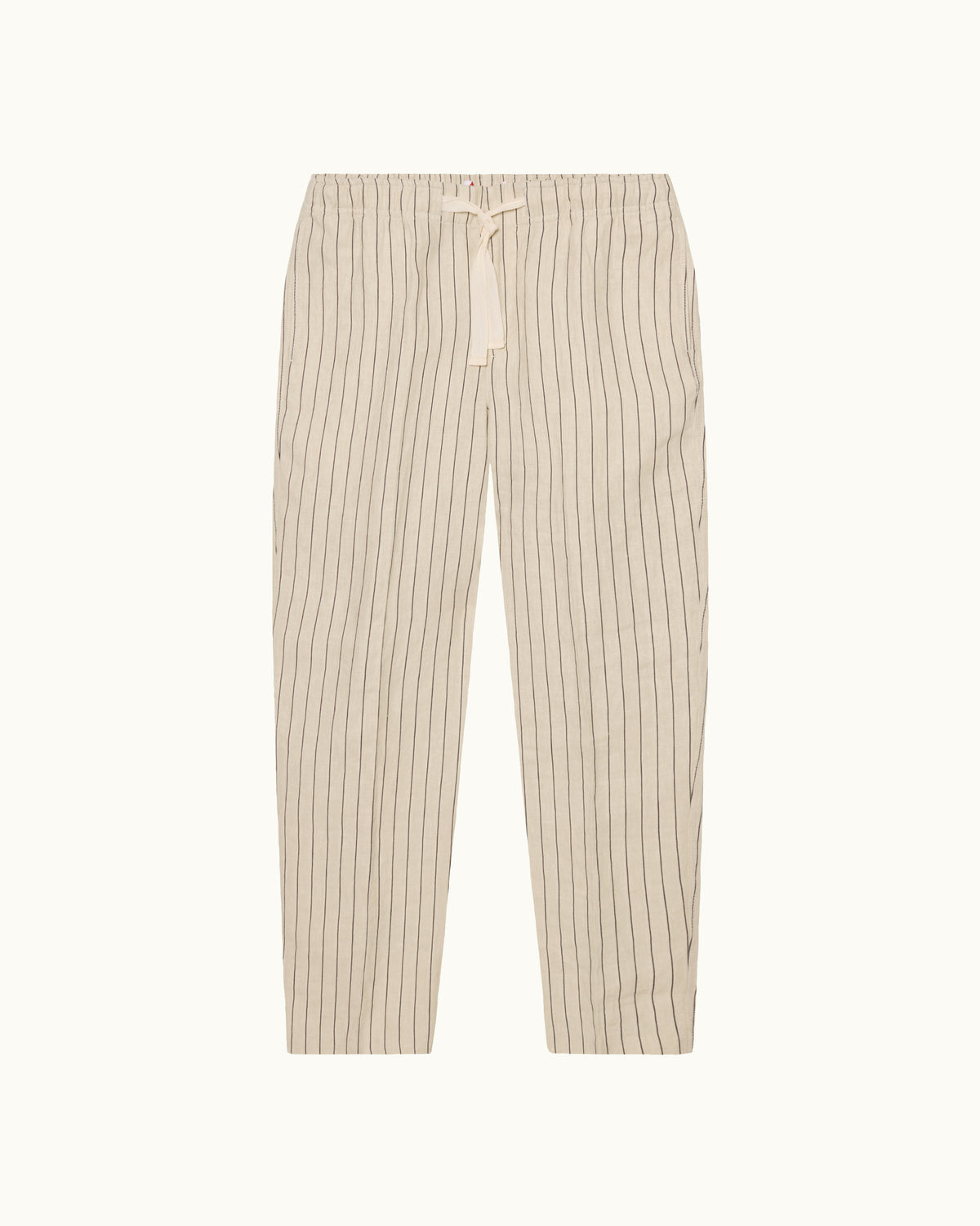 Beige striped pants on a white background