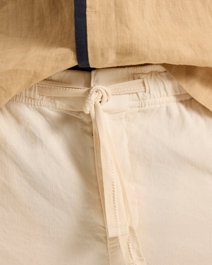 Alex Garment Dye - Relaxed Fit Garment Dye Cotton Trousers in Latte Detail