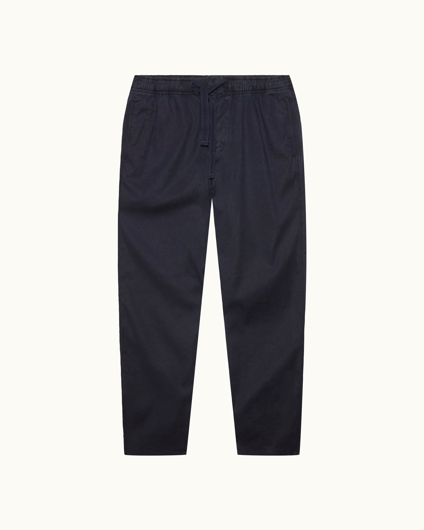 Alex Garment Dye - Relaxed Fit Garment Dye Cotton Trousers in Night Iris Front View