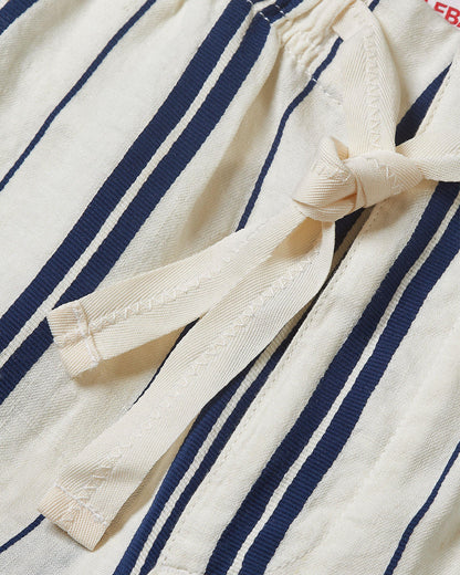 Alex Stripe - Azul Blue/Cashew Stripe Relaxed Fit Linen-Cotton Drawcord Trousers Detail Other