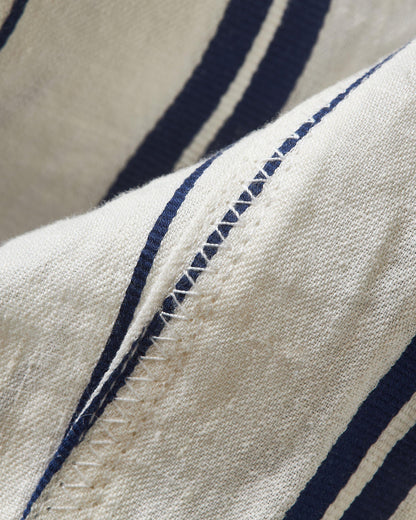 Alex Stripe - Azul Blue/Cashew Stripe Relaxed Fit Linen-Cotton Drawcord Trousers Detail Ott