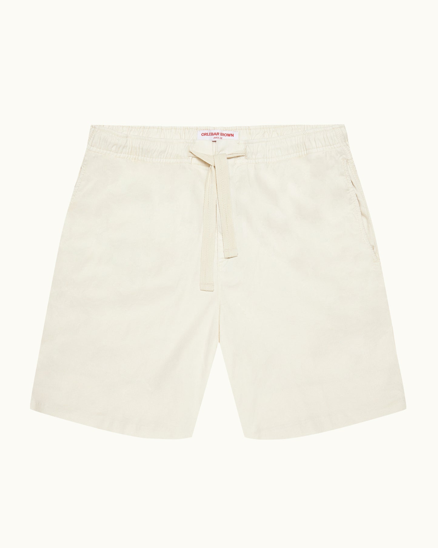 Alex Garment Dye - Relaxed Fit Drawcord Linen Shorts in Latte Front View