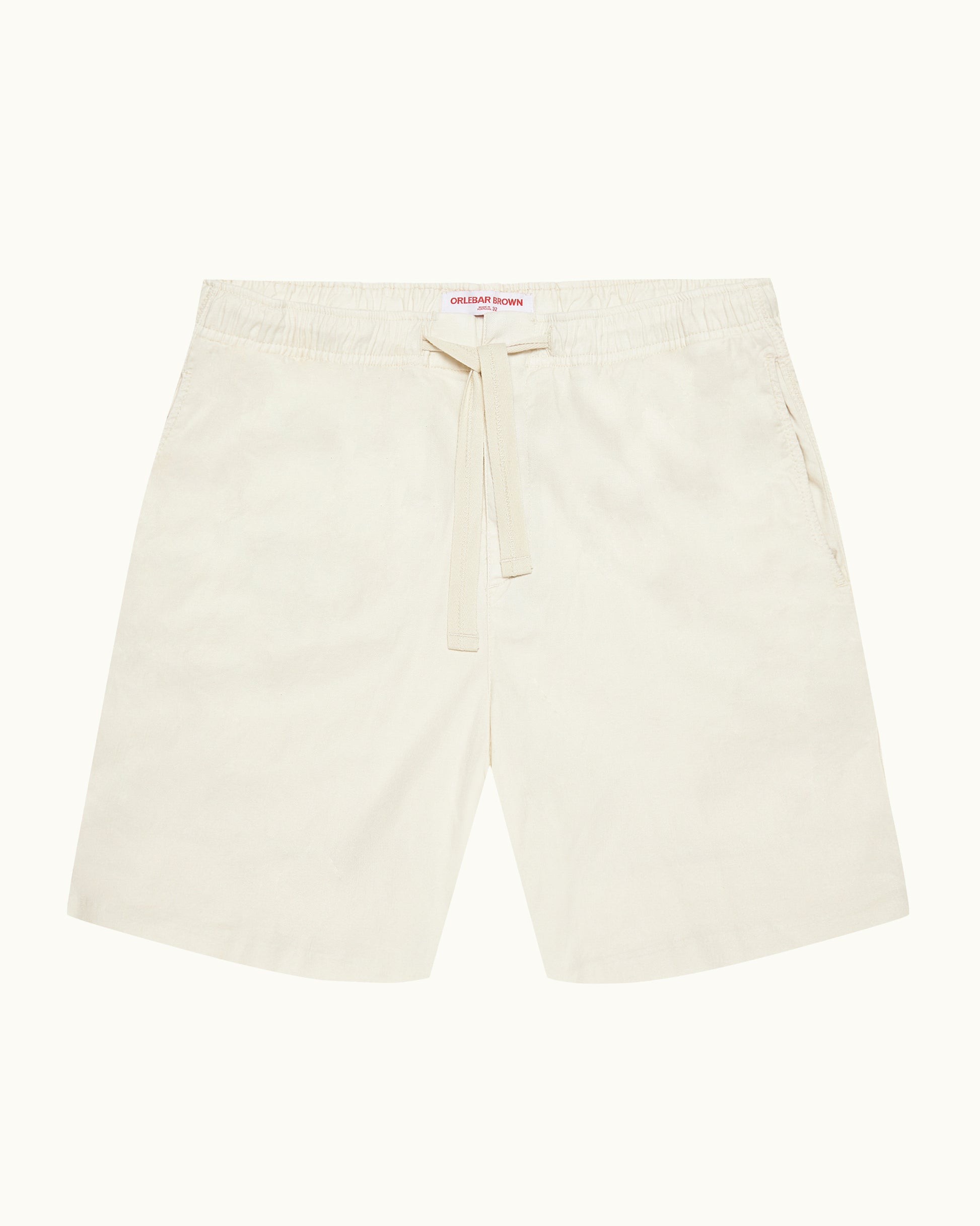 Alex Garment Dye - Relaxed Fit Drawcord Linen Shorts in Latte Front View