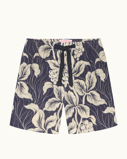 Floral patterned shorts on a white background
