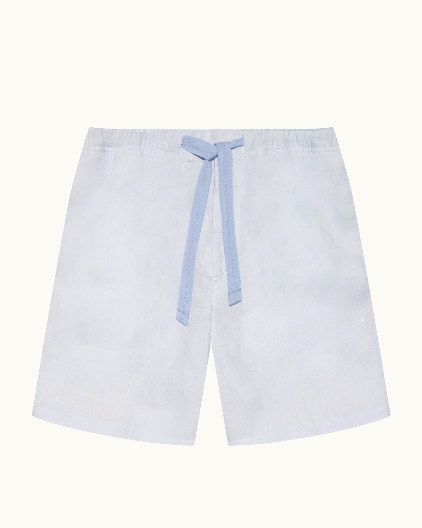 Blue shorts with a blue tie on a white background