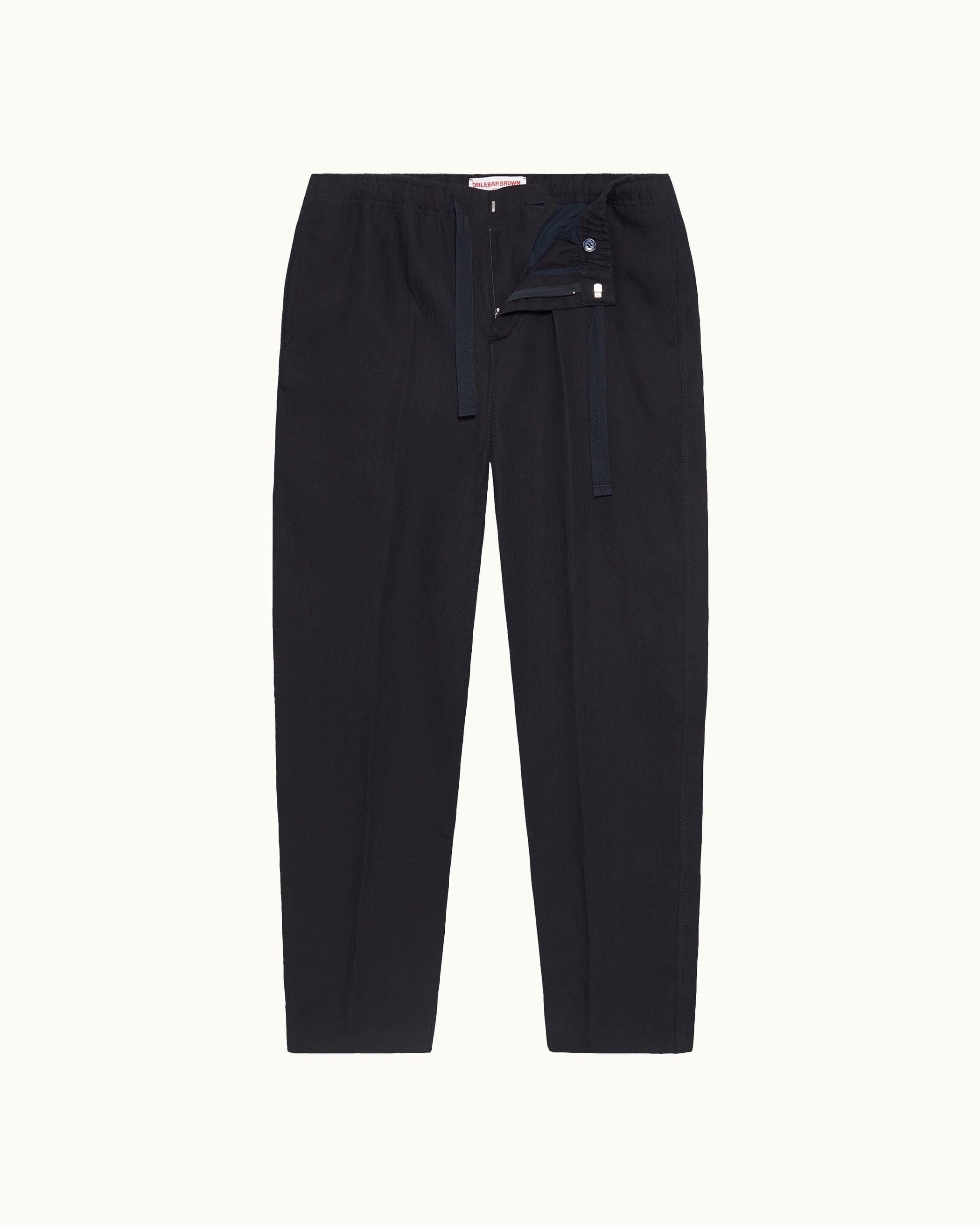 Alex Linen - Relaxed Fit Linen Trousers in Night Iris Front View