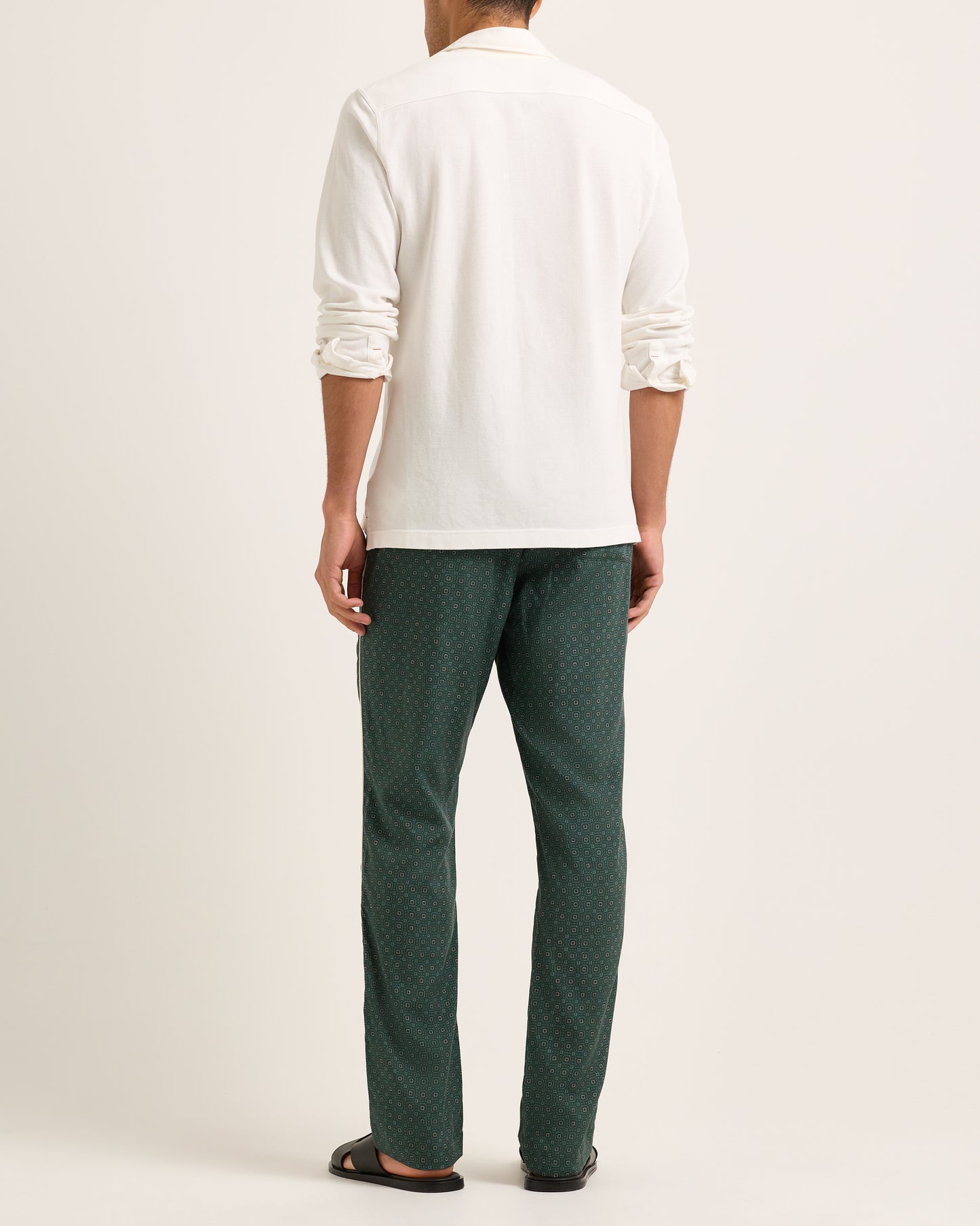 Alfred - Relaxed Fit Trouser in Tarragon Green Model Back View
