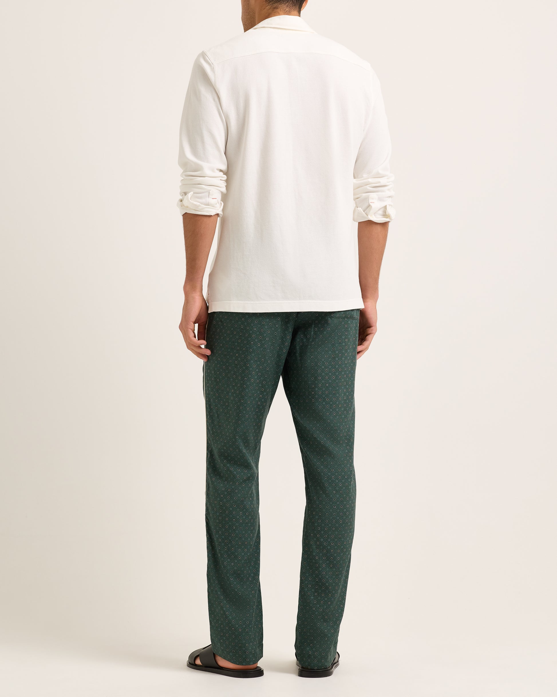 Alfred - Relaxed Fit Trouser in Tarragon Green Model Back View