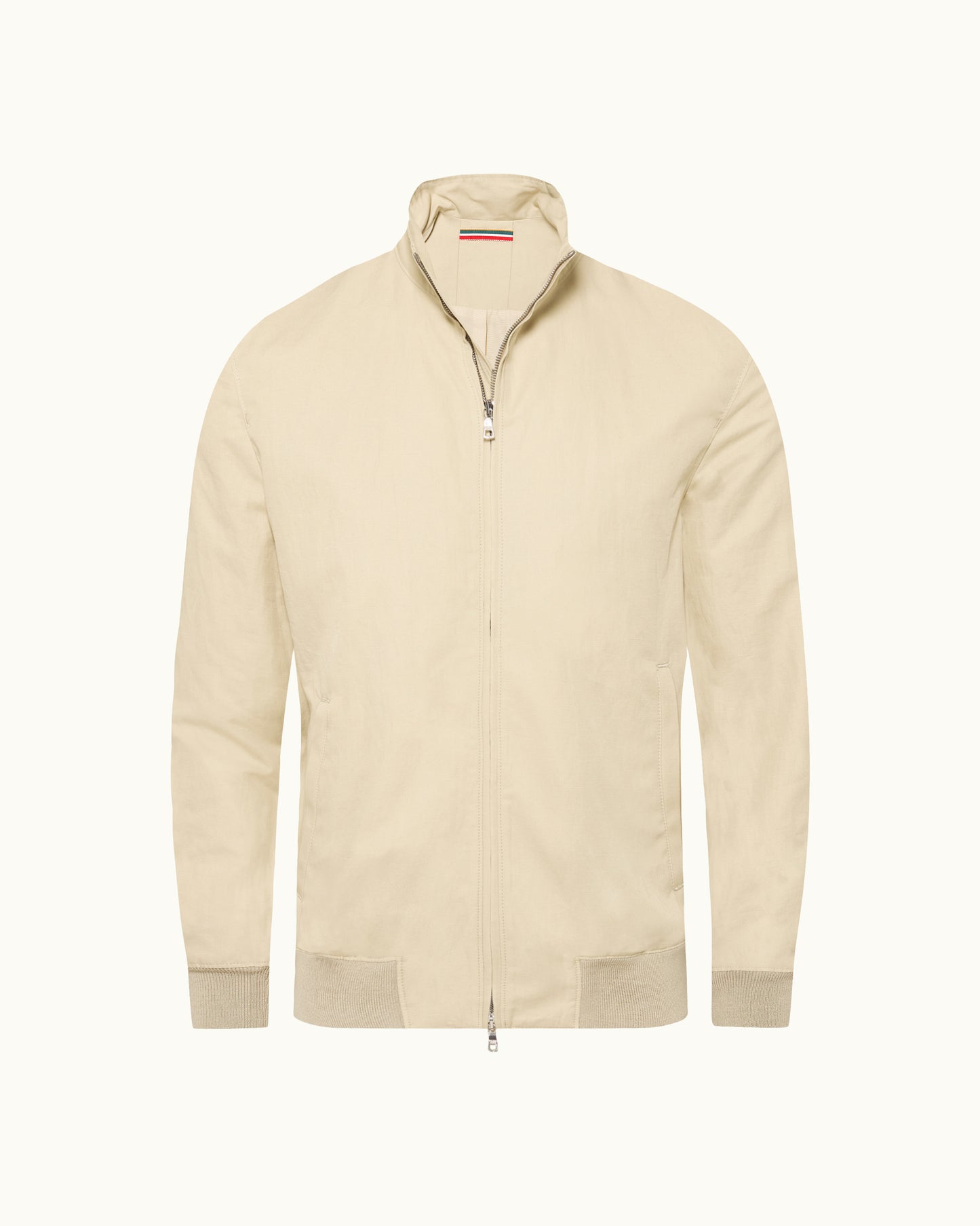 Beige jacket with a zipper on a white background