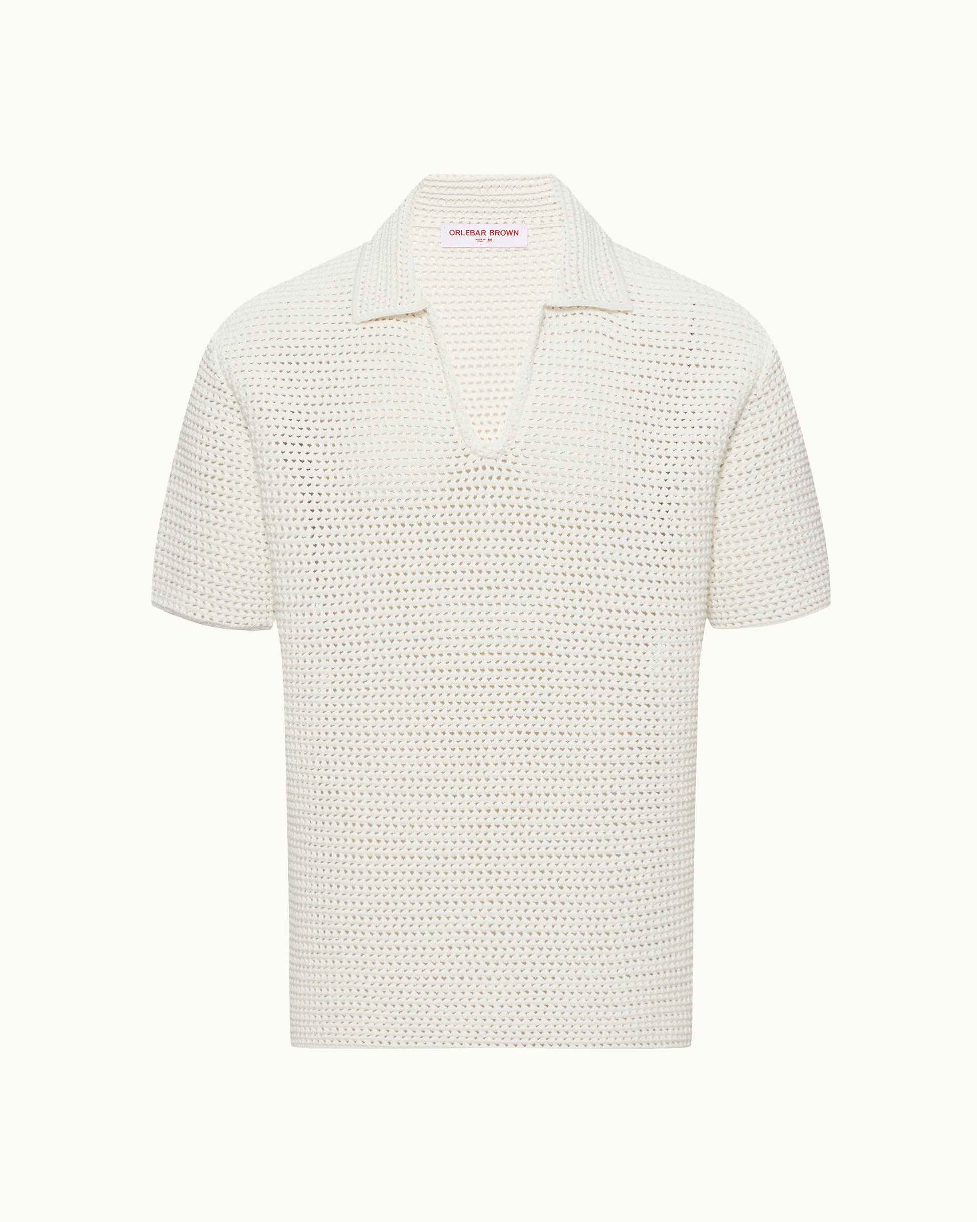 White textured polo shirt on a white background