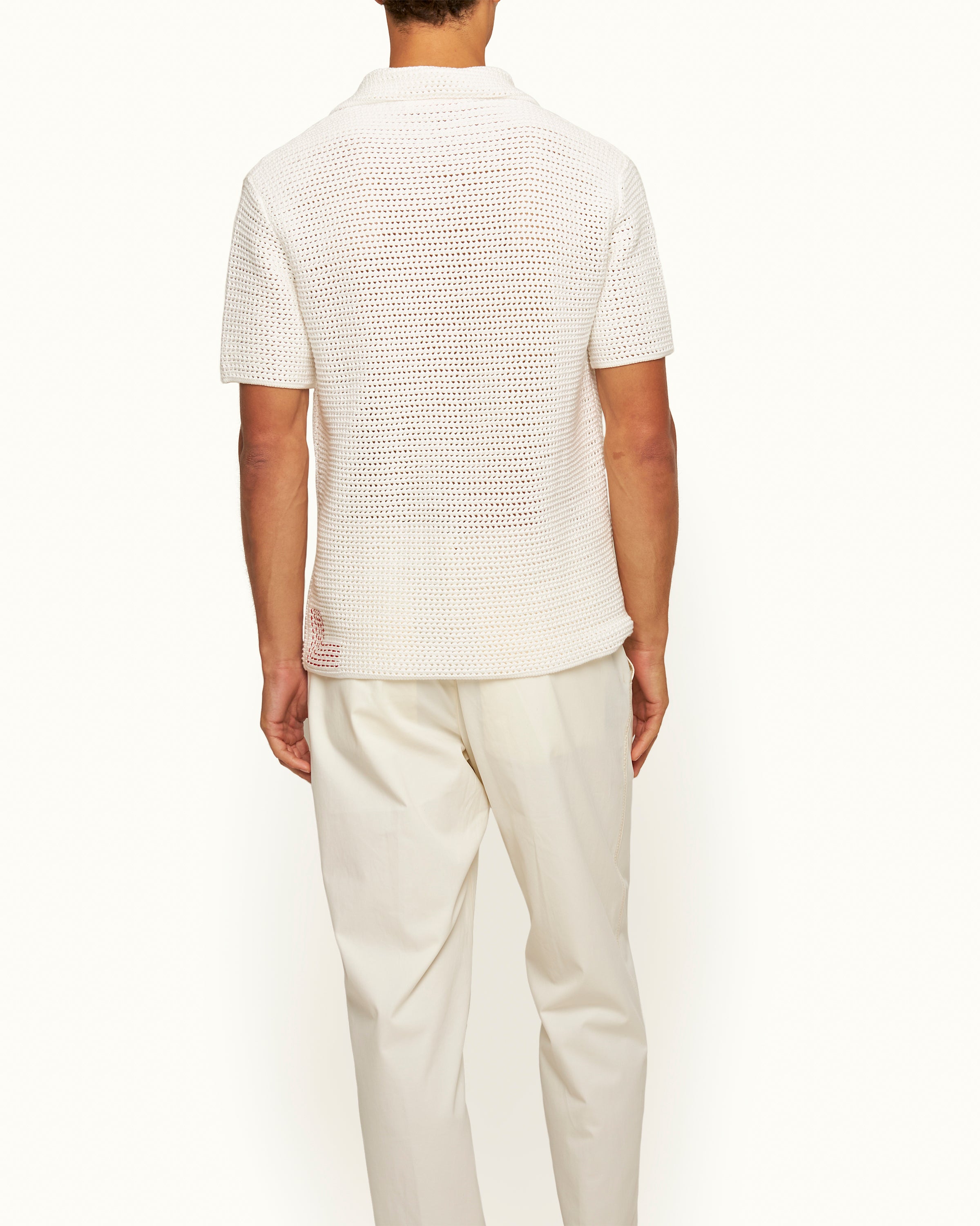 Orlebar Brown | Sea Mist Crochet Effect Organic Cotton Polo Shirt