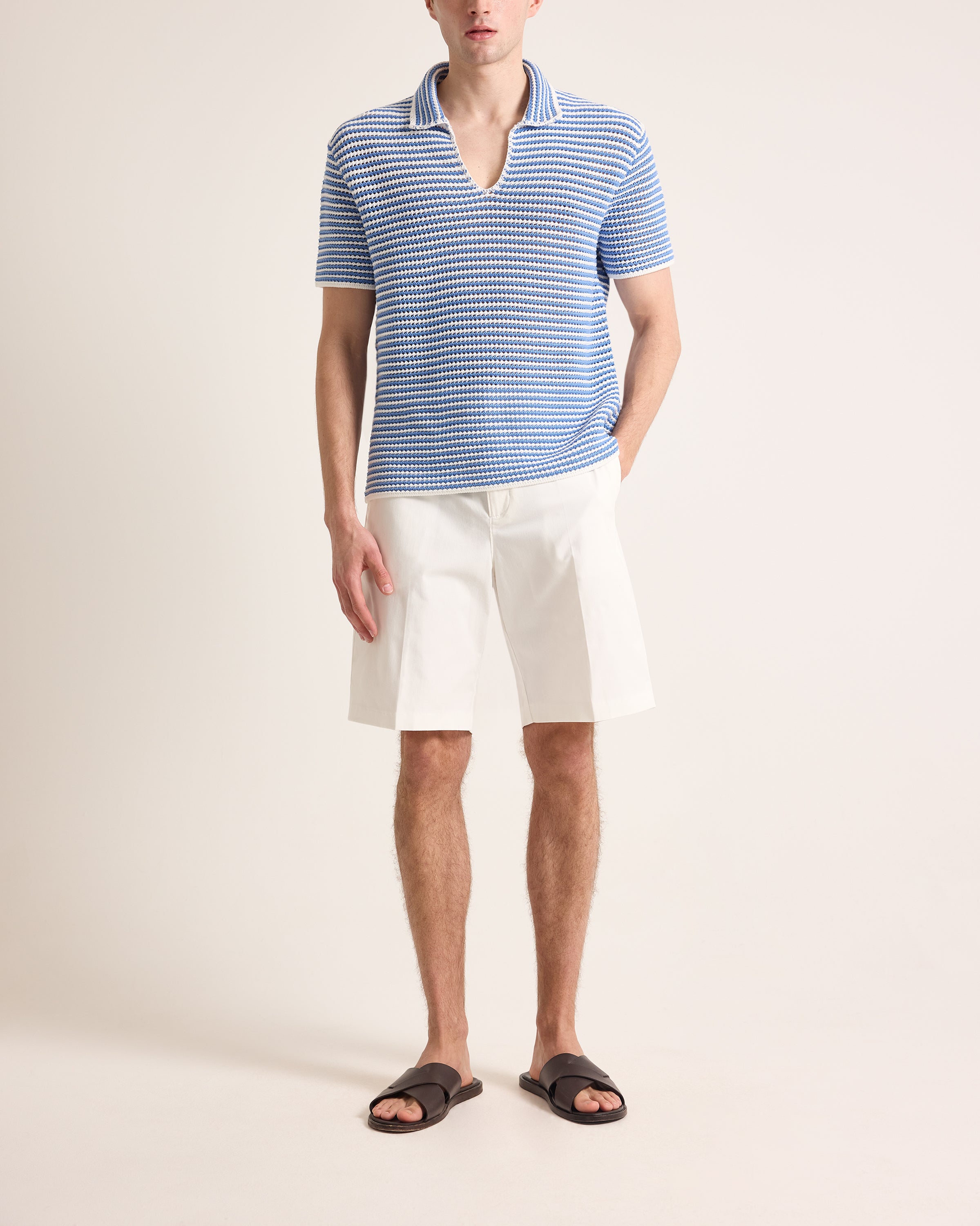 ORLEBAR BROWN ポロ Orlebar Brown | Men's Tailored Fit Linen Polo Shirt in Springwater