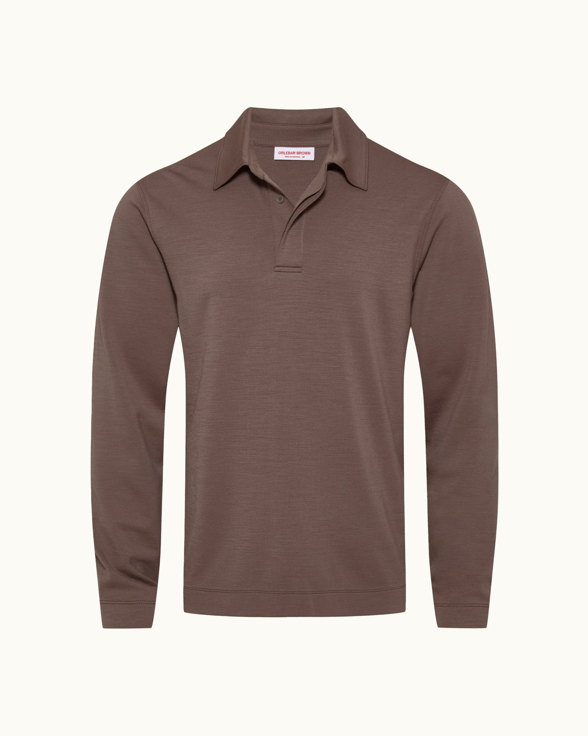 Brown long sleeve polo shirt sweatshirt on a plain background