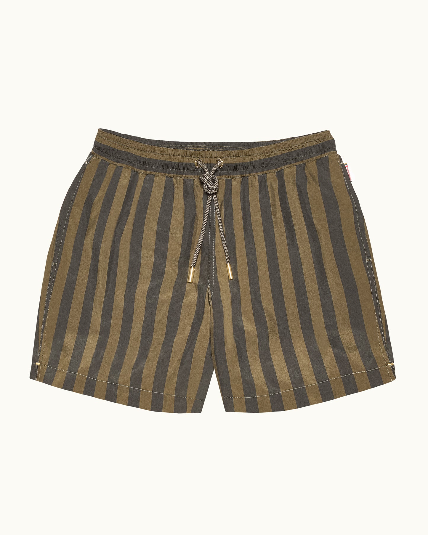 Striped shorts with a drawstring on a white background