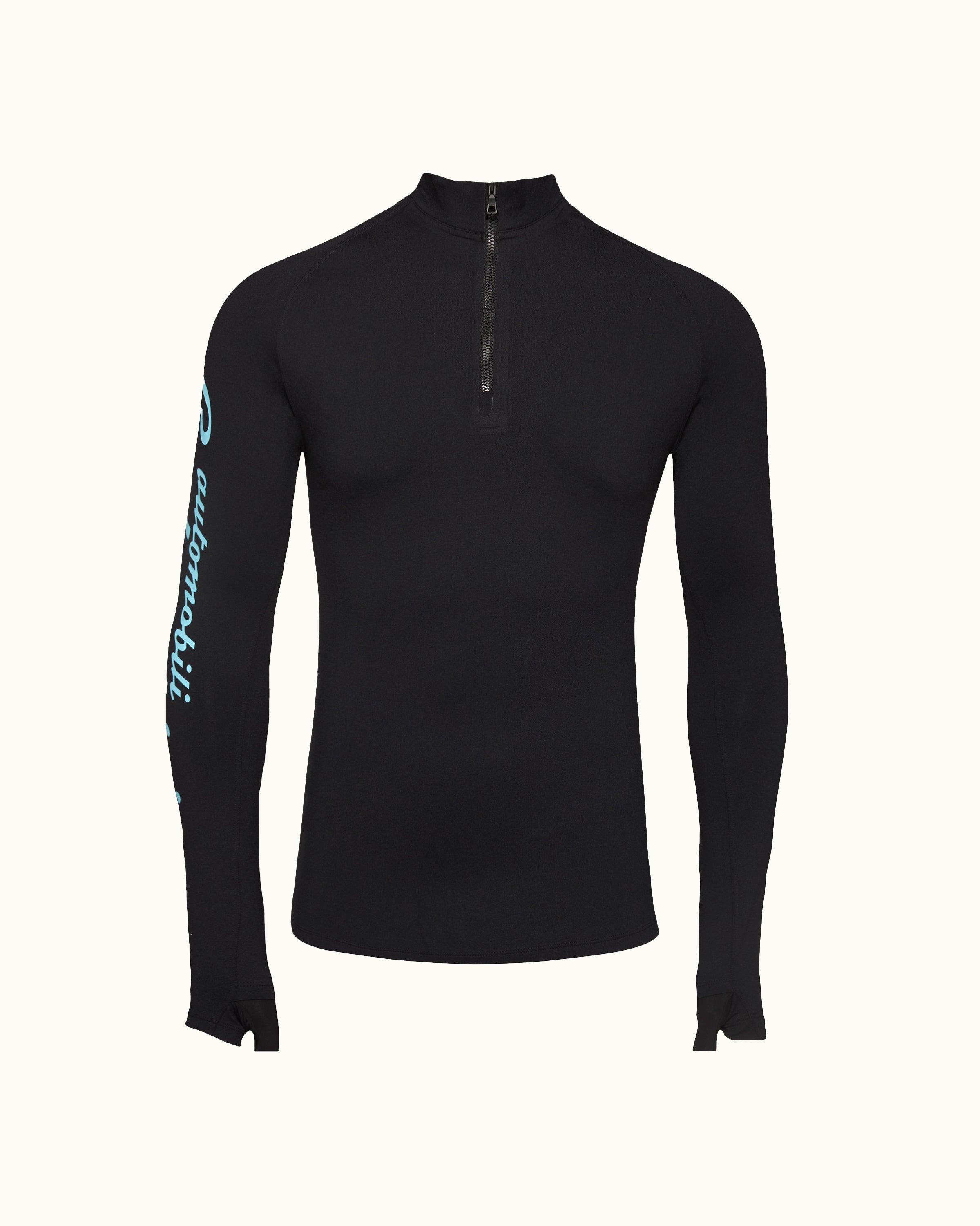 Orlebar Brown And Automobili Lamborghini | Black Half Zip Rash