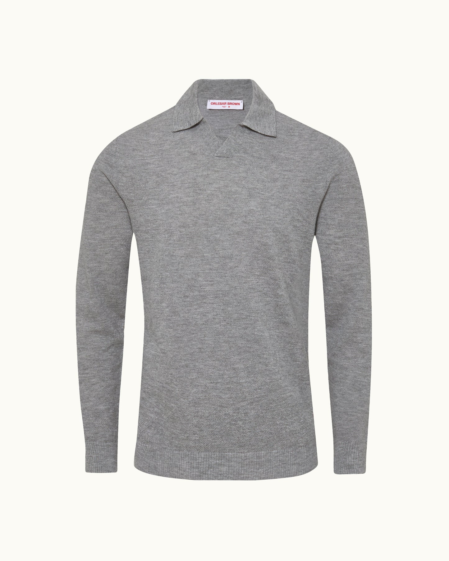 Gray long-sleeve polo shirt on a white background