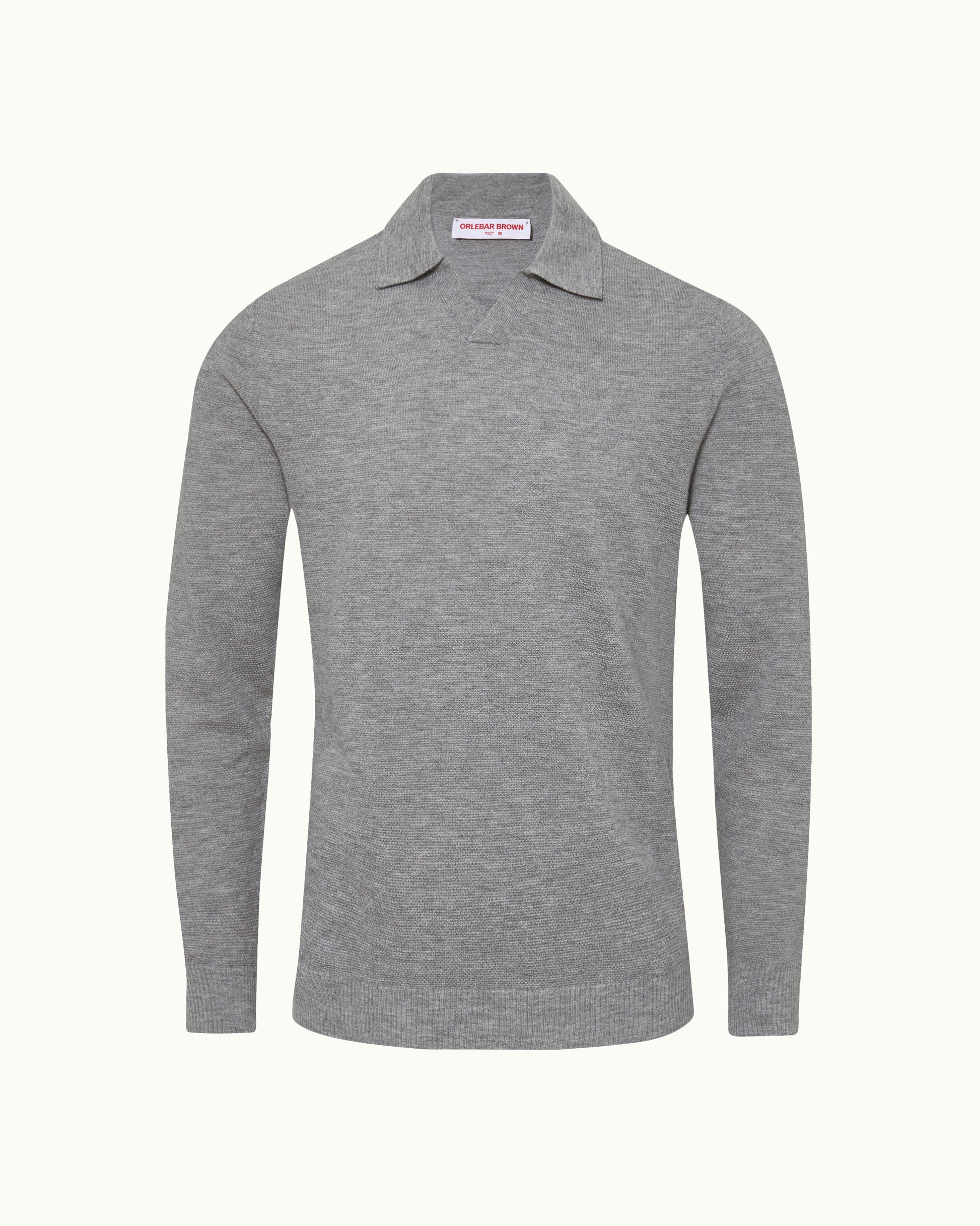 Gray long-sleeve polo shirt on a white background