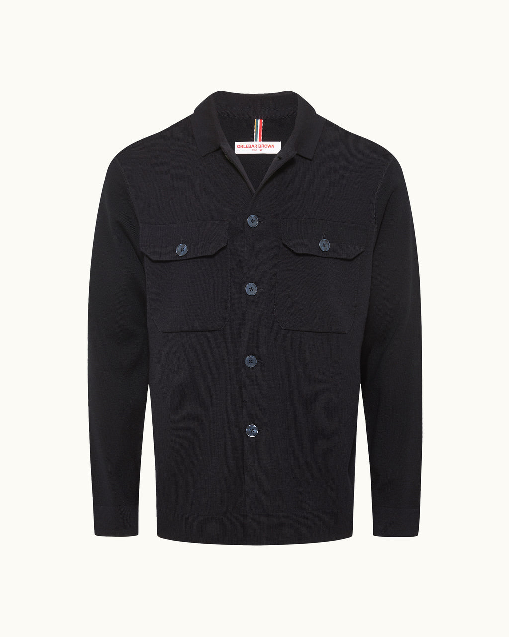 Brigg Merino - Milano Stitch Merino Knit Overshirt in Night Iris Front View