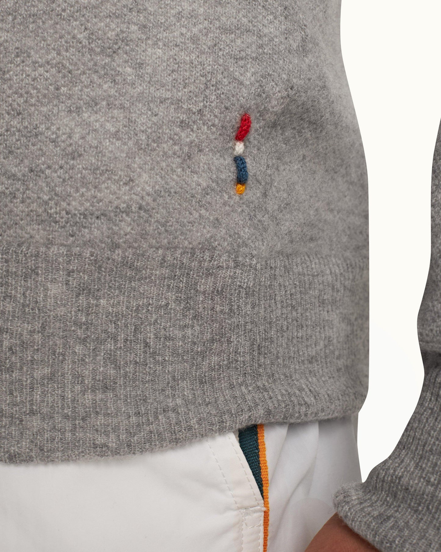 Bruno Cashmere - Mens Cinder Waffle Stitch Cashmere Polo Shirt Detail 1 View